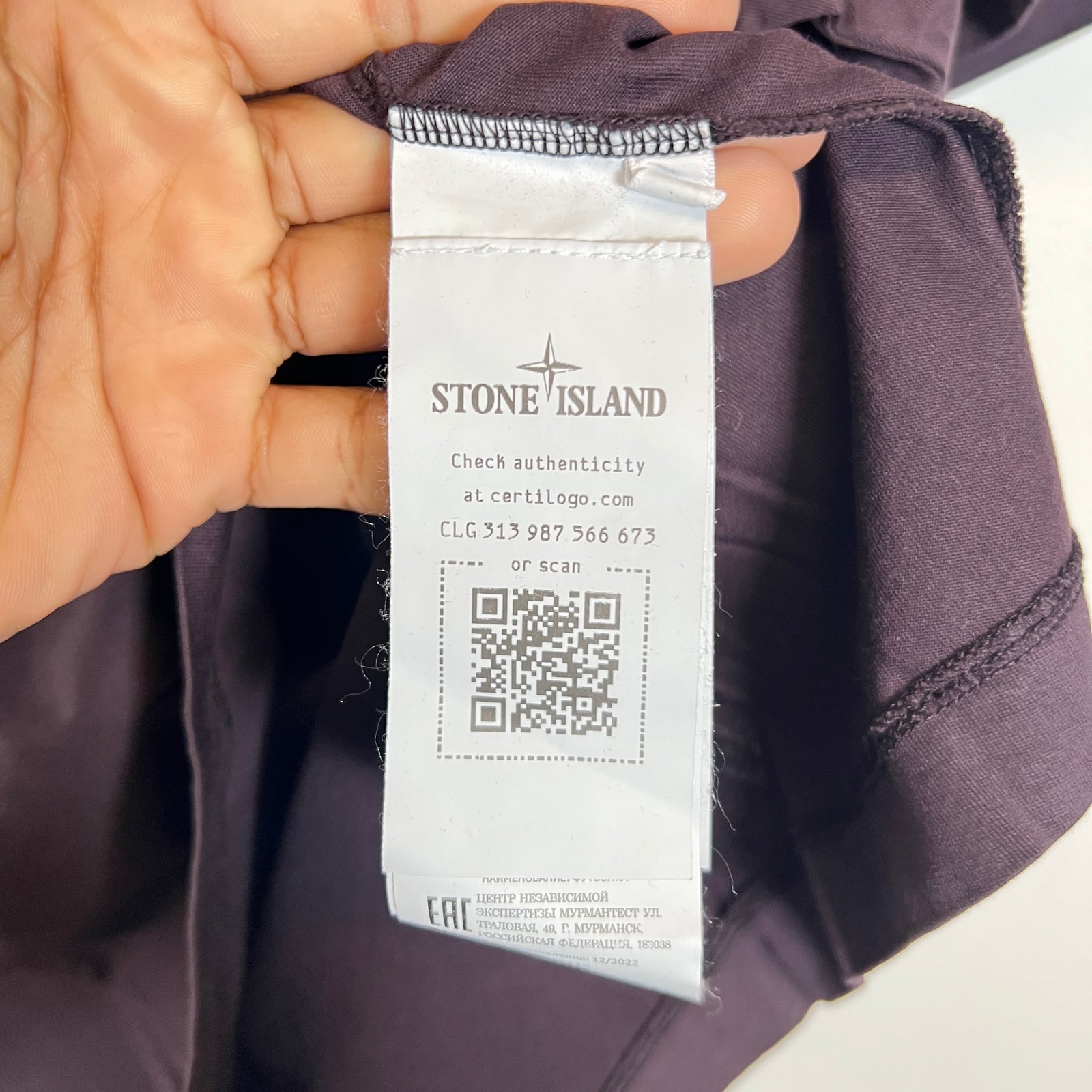 Stone Island Burgundy Compass Logo T-Shirt Size M