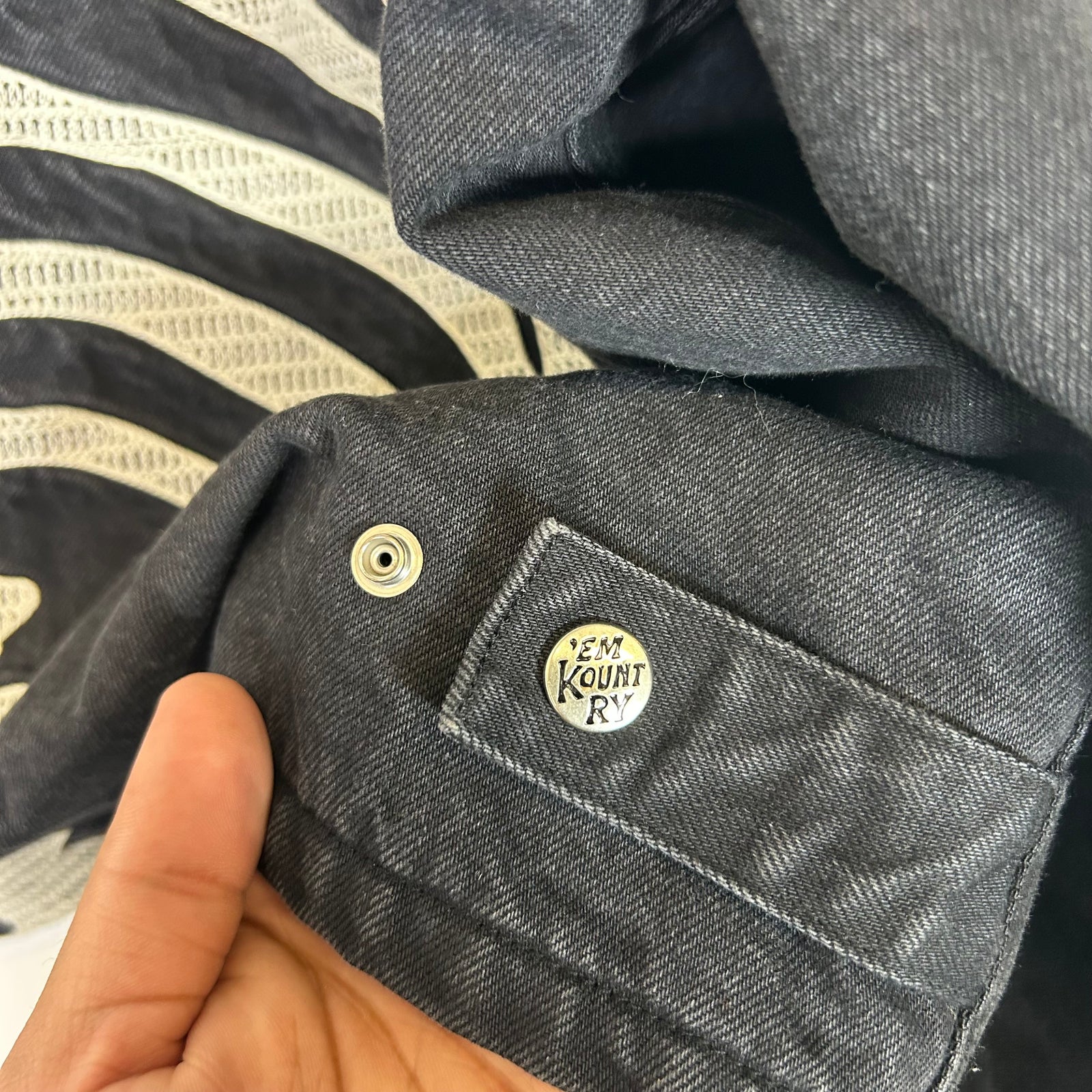Kapital Kountry Black Denim Motorcross Jacket Size 3