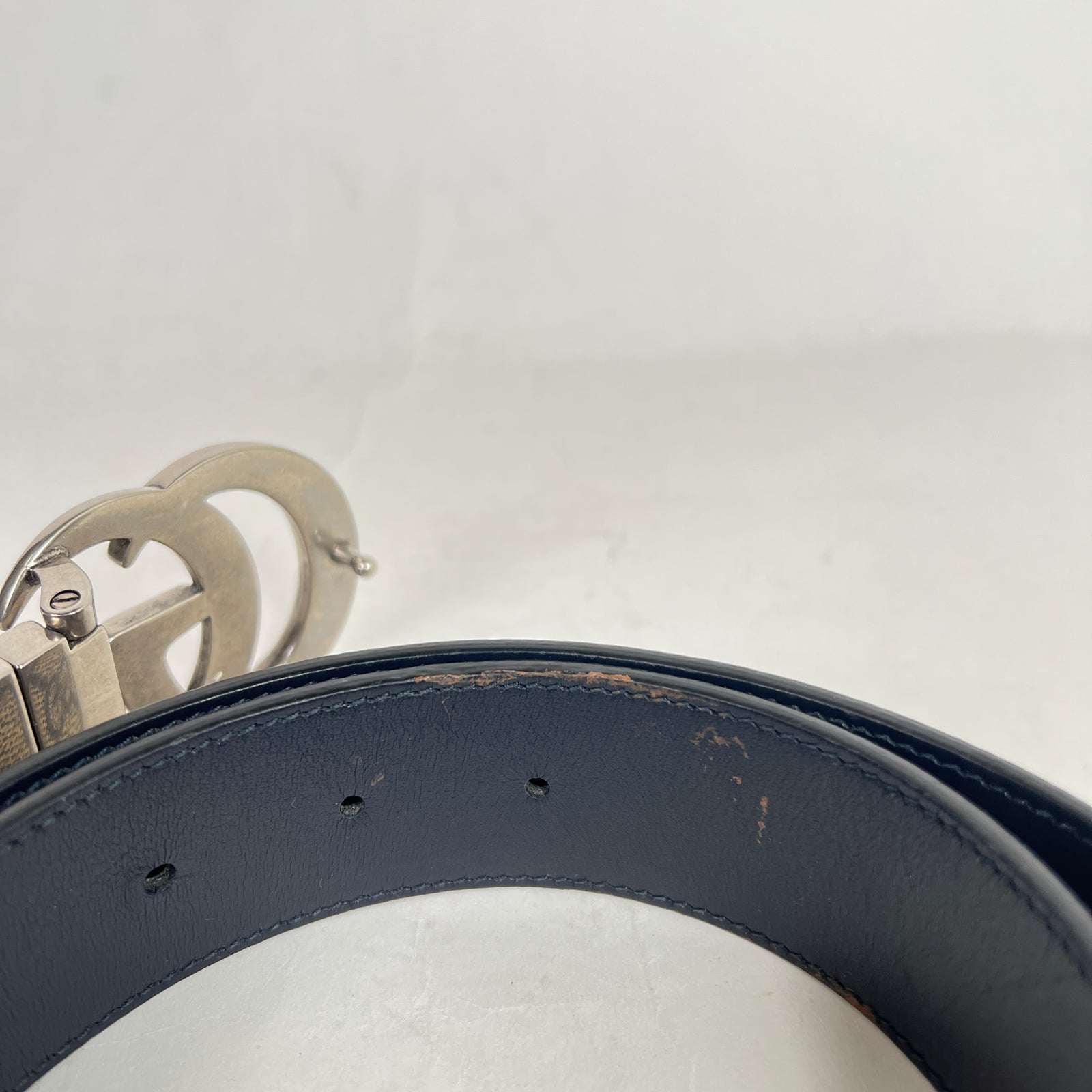 Gucci Silver GG Marmont Reversible Belt