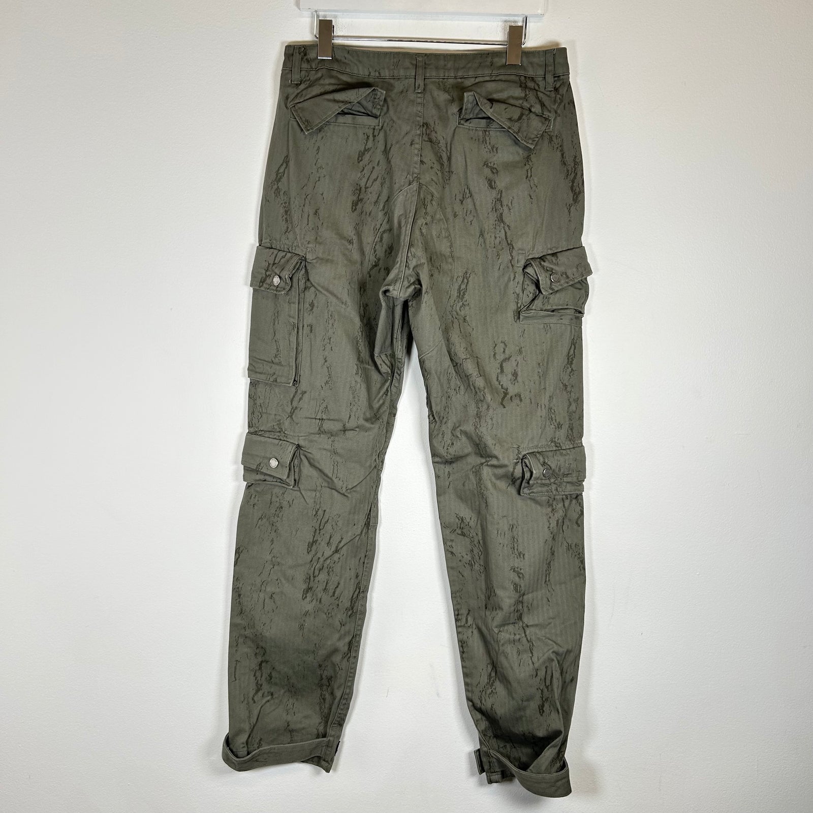 Reese Cooper Olive Herringbone Cargo Pants Size 32
