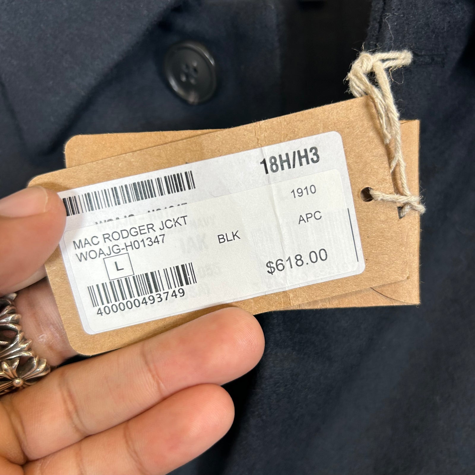 APC Navy Wool Mac Rodger Coat Size L