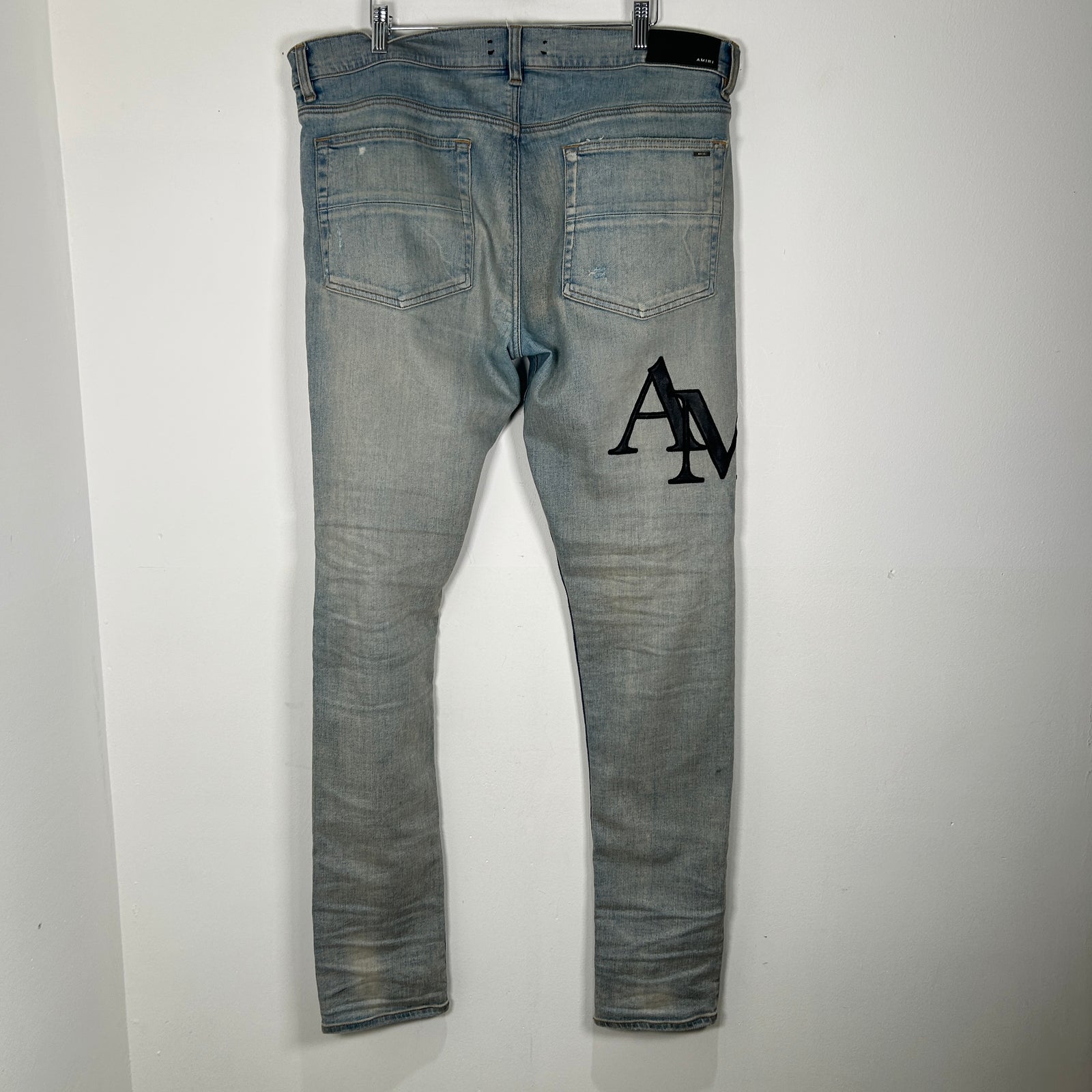 Amiri Thigh Logo Lightwash Jeans Size 36