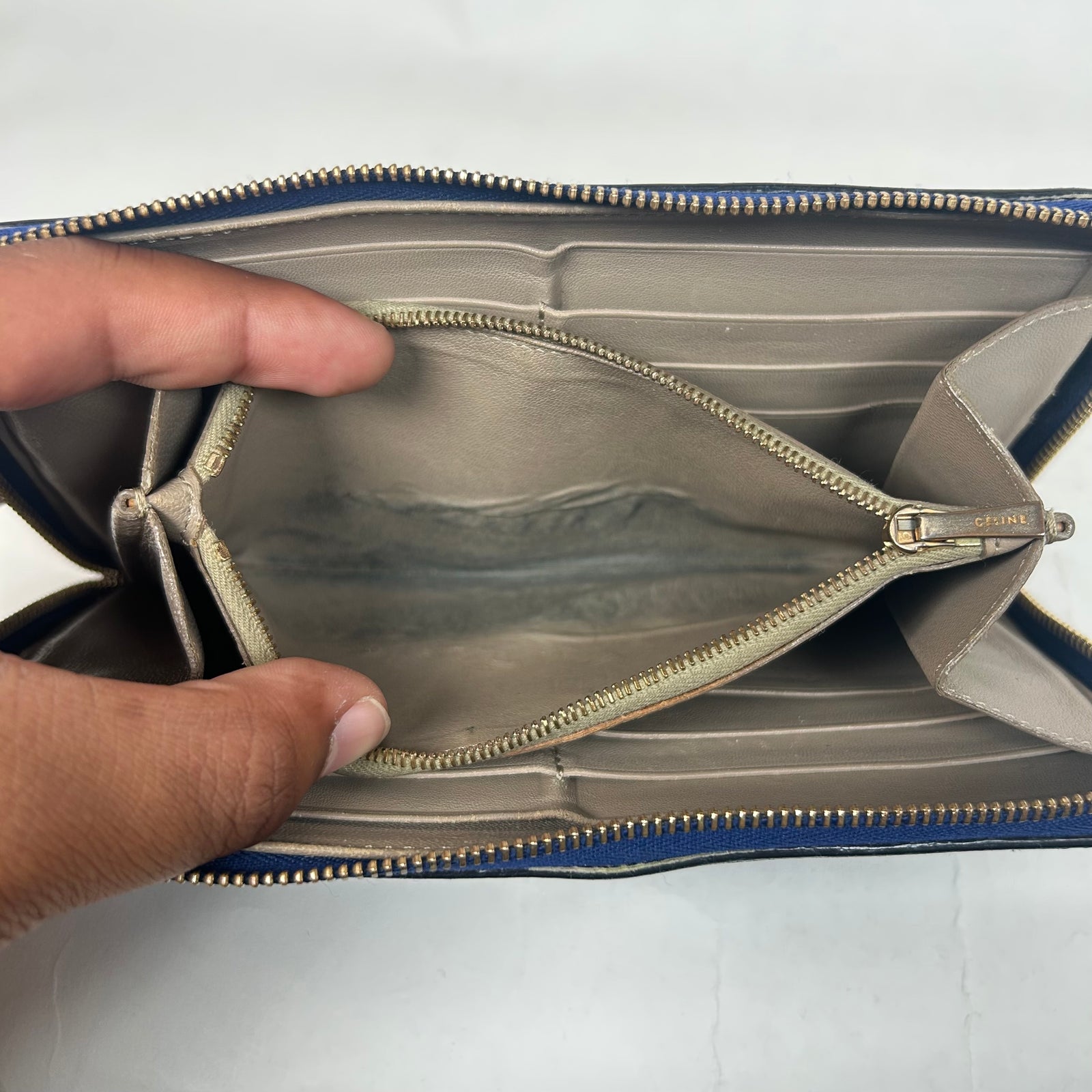 Celine Blue Leather Continental Wallet