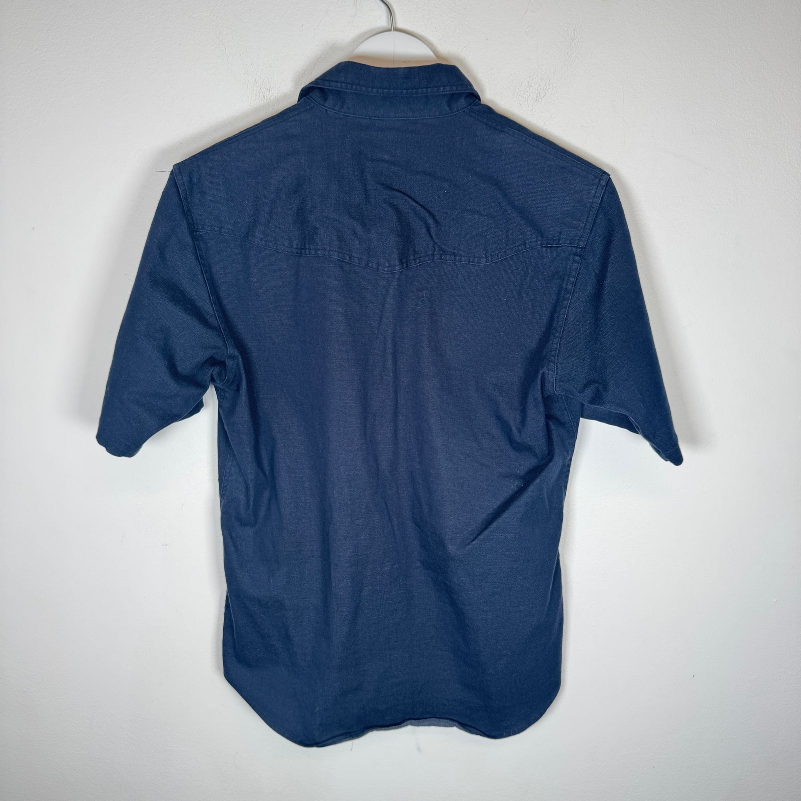 Tornado Mart Navy Pearl Snap Button-Up Shirt Size L