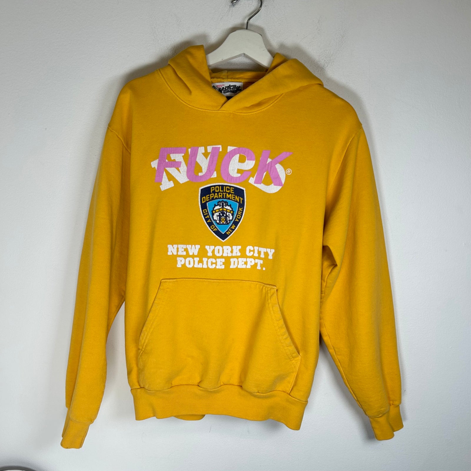 (B)Stroy Yellow F**k NYPD Hoodie Size S