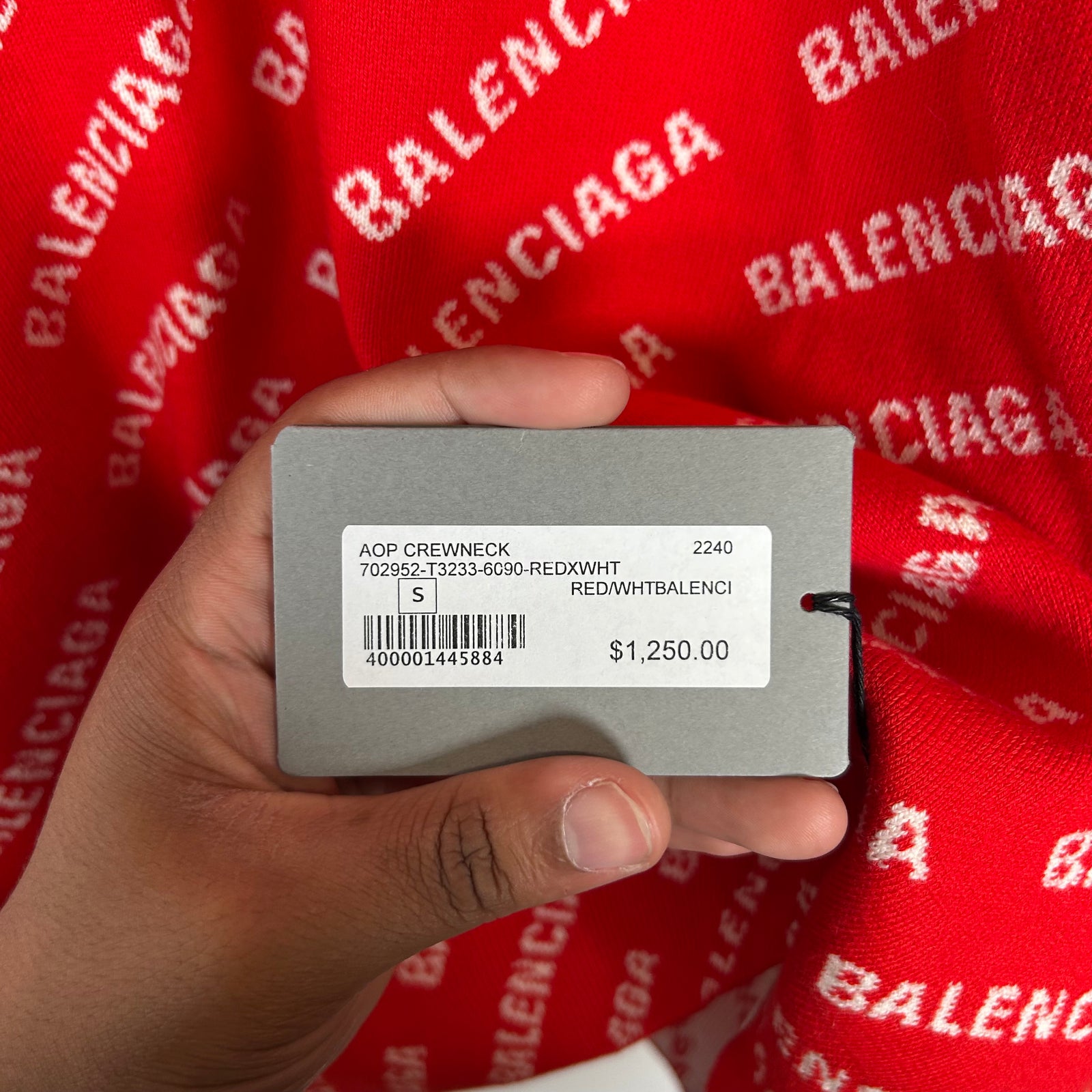 Balenciaga Red Allover Logo Sweater Size S