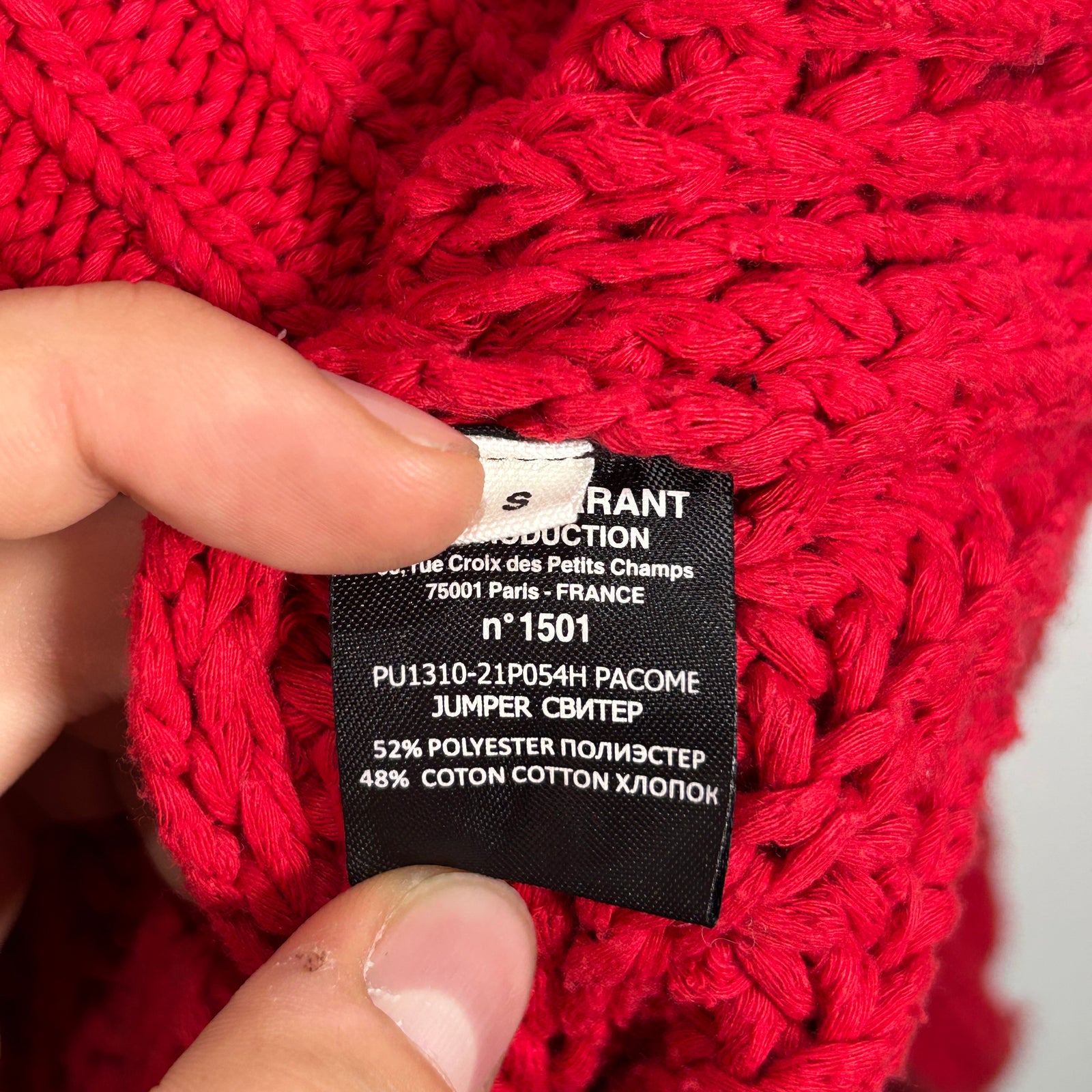 Isabel Marant Thick Cable Knit Red Sweater Size S