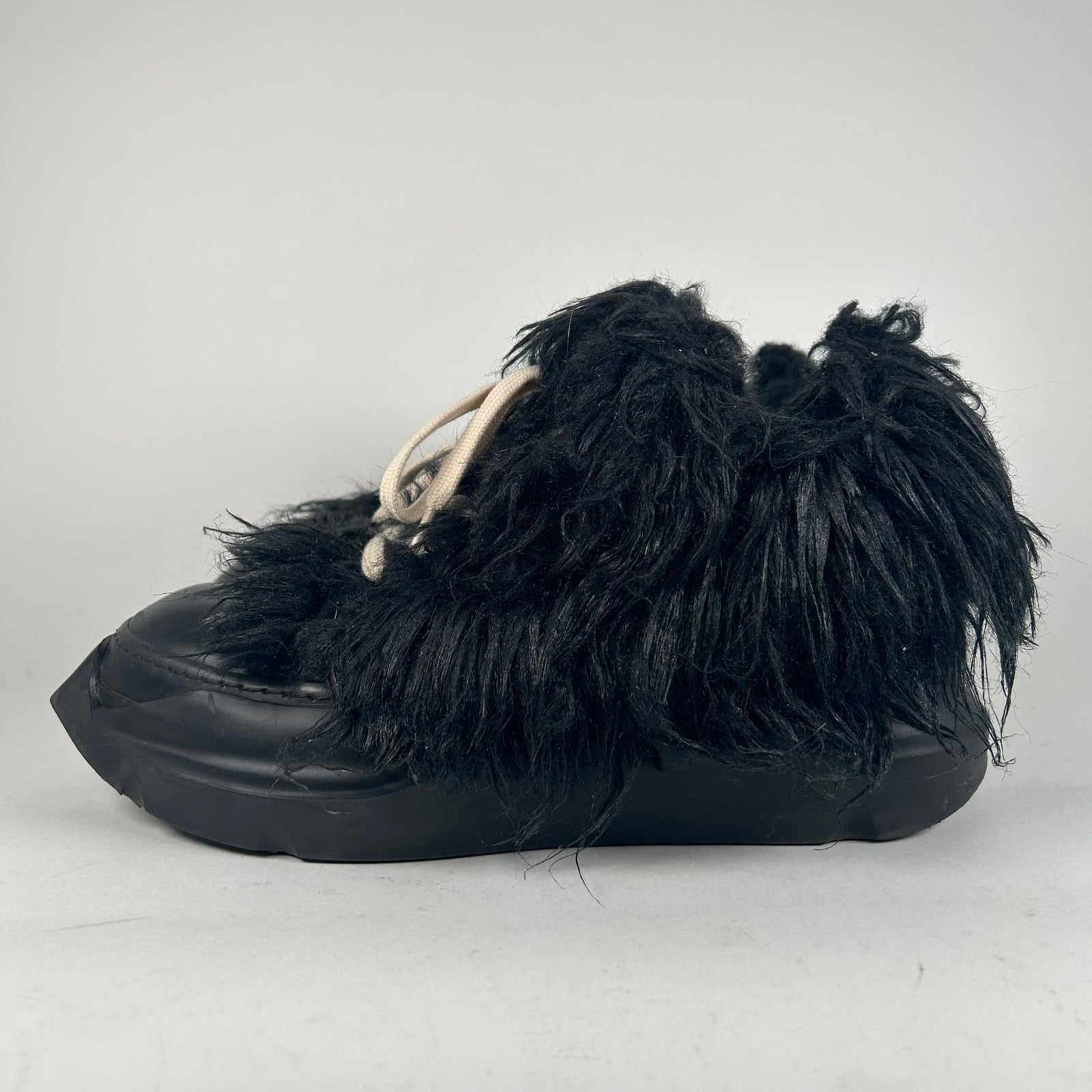 Rick Owens Drkshdw Black Fur Abstract Ramone Low-Top Size 8.5