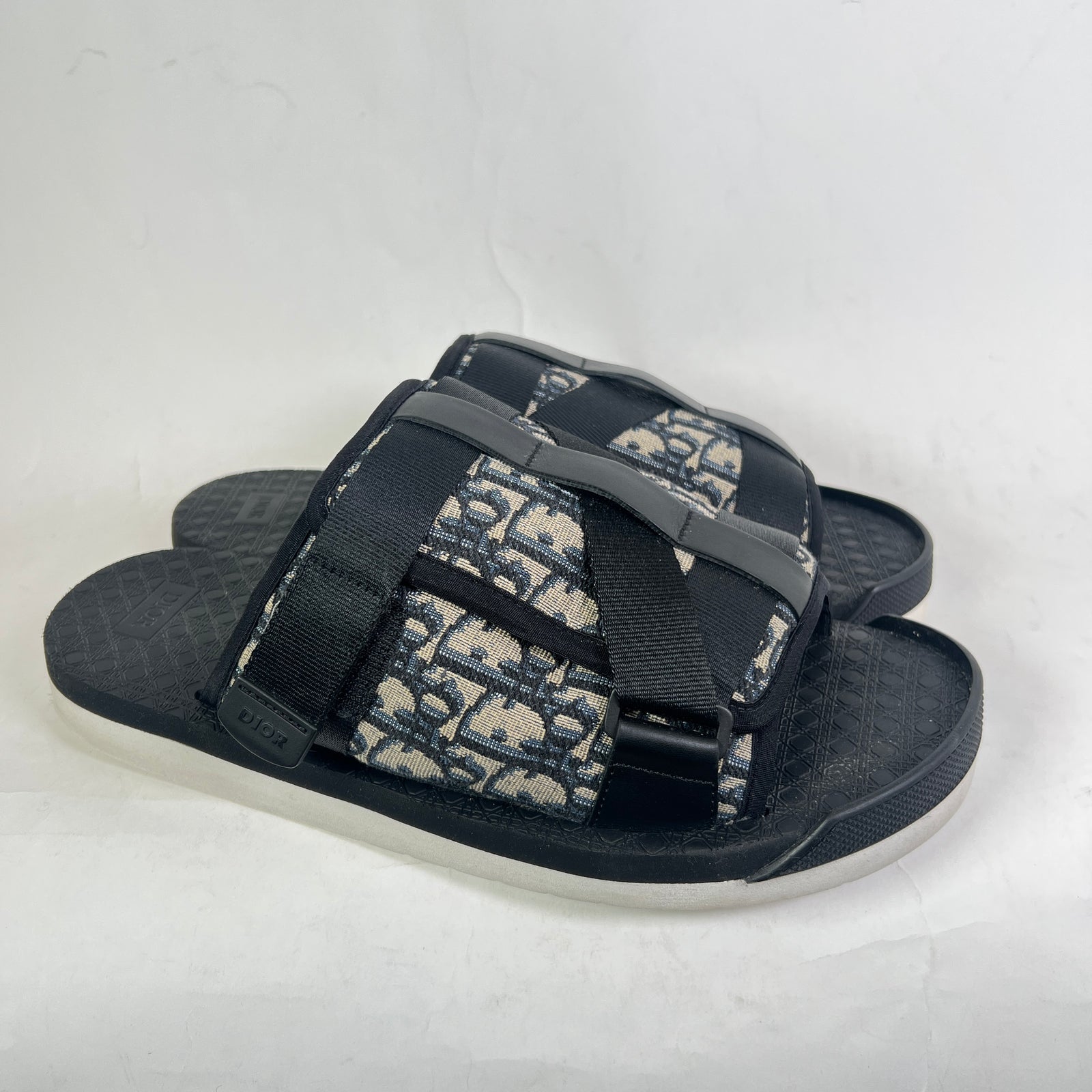 Dior Black/Beige Oblique Alpha Sandals Size 45