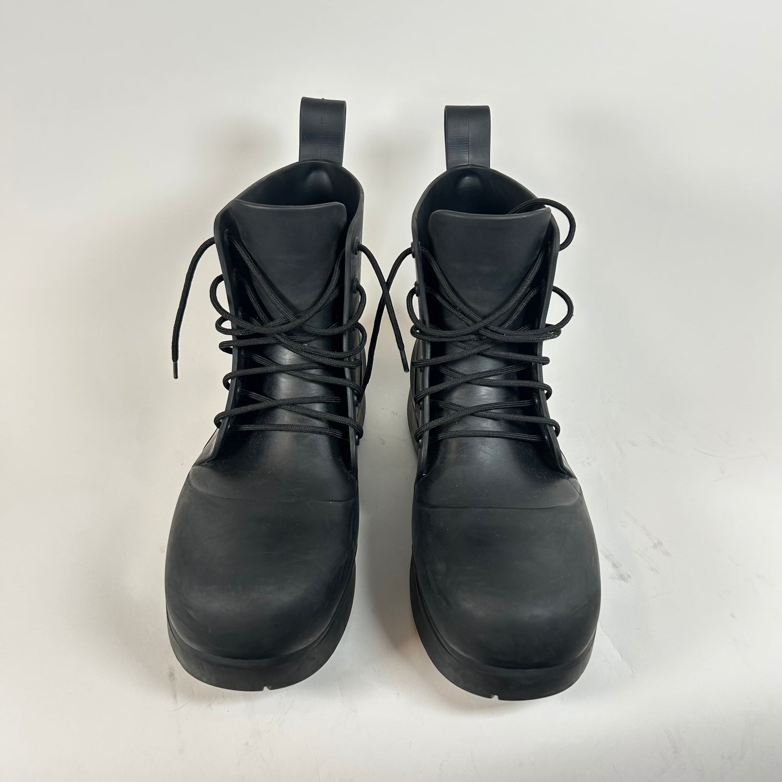 Bottega Veneta Black Lace Up Puddle Boots Size 45