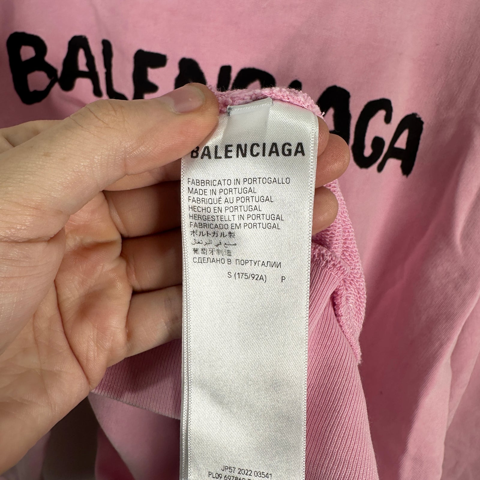Balenciaga Pink 'Hand Drawn' Logo Sweatshirt Size S