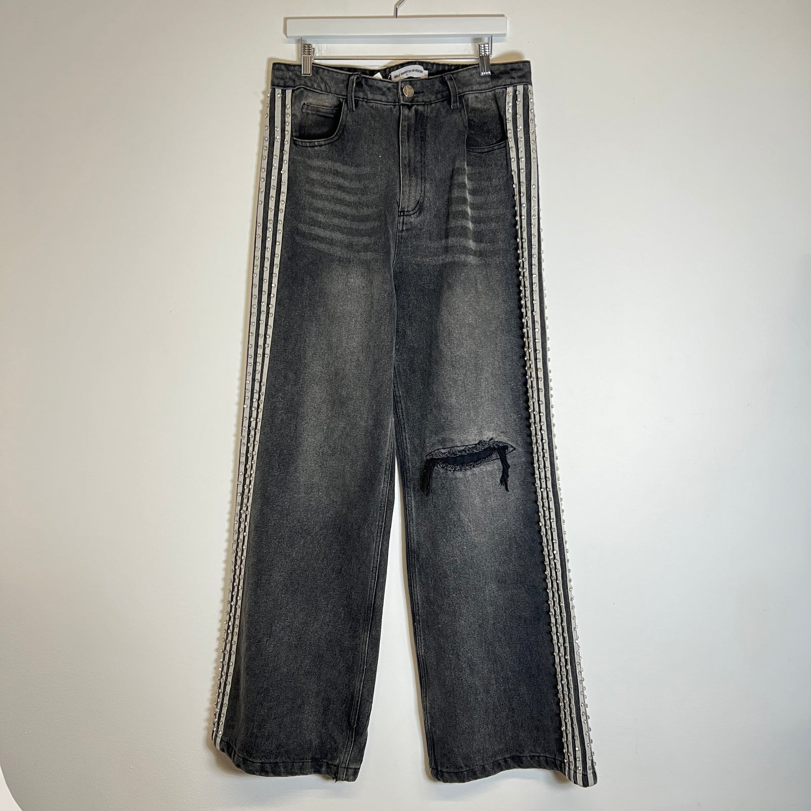 Vale Black Washed Forever Striped Jeans Size 32