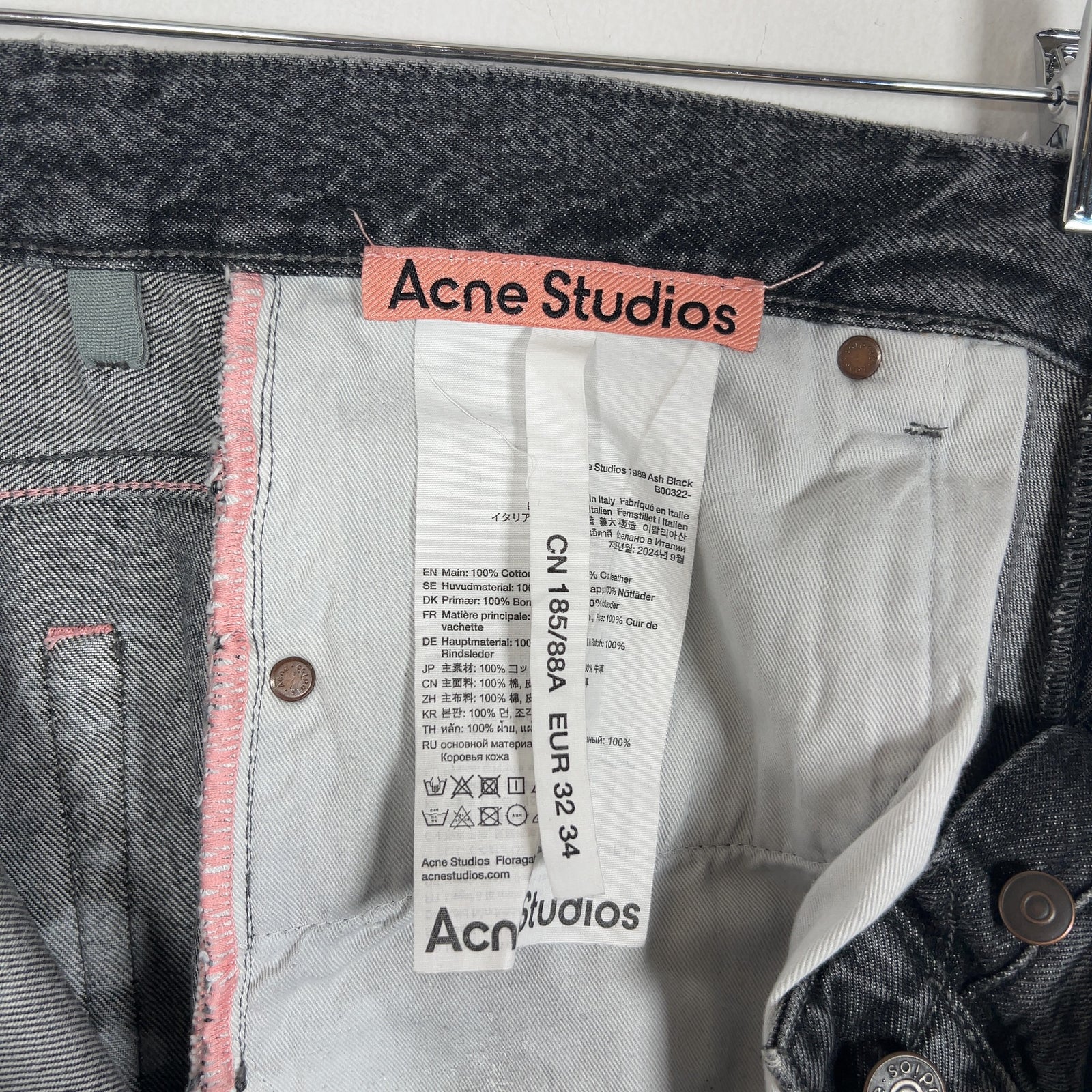Acne Studios 1989 Ash Black Wide Leg Jeans