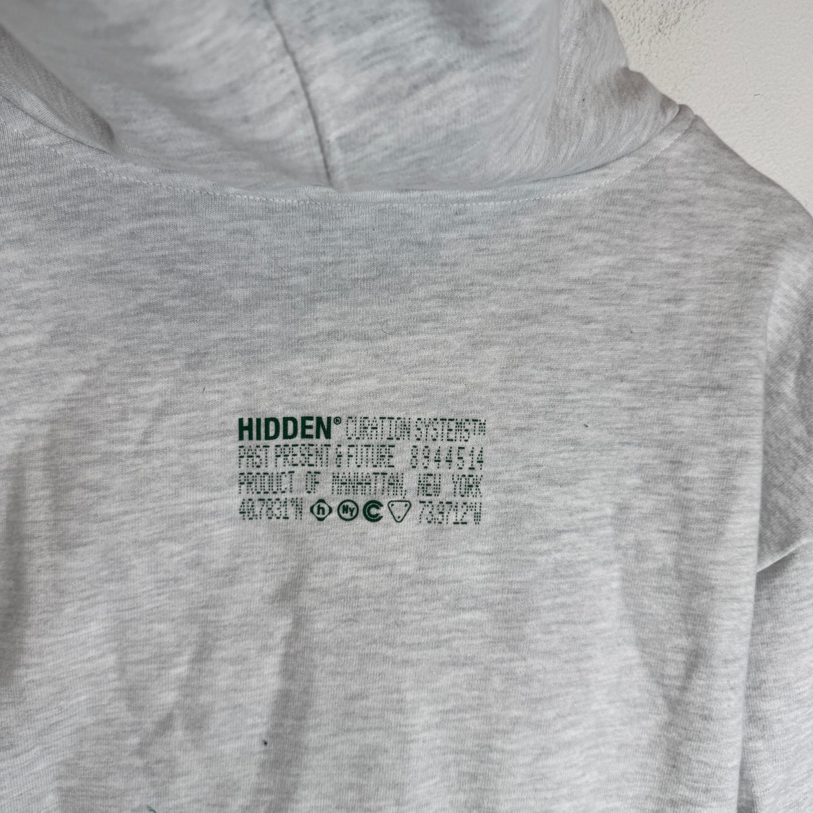 Hidden NY Heather Grey/Green Zip-Up Hoodie Size M