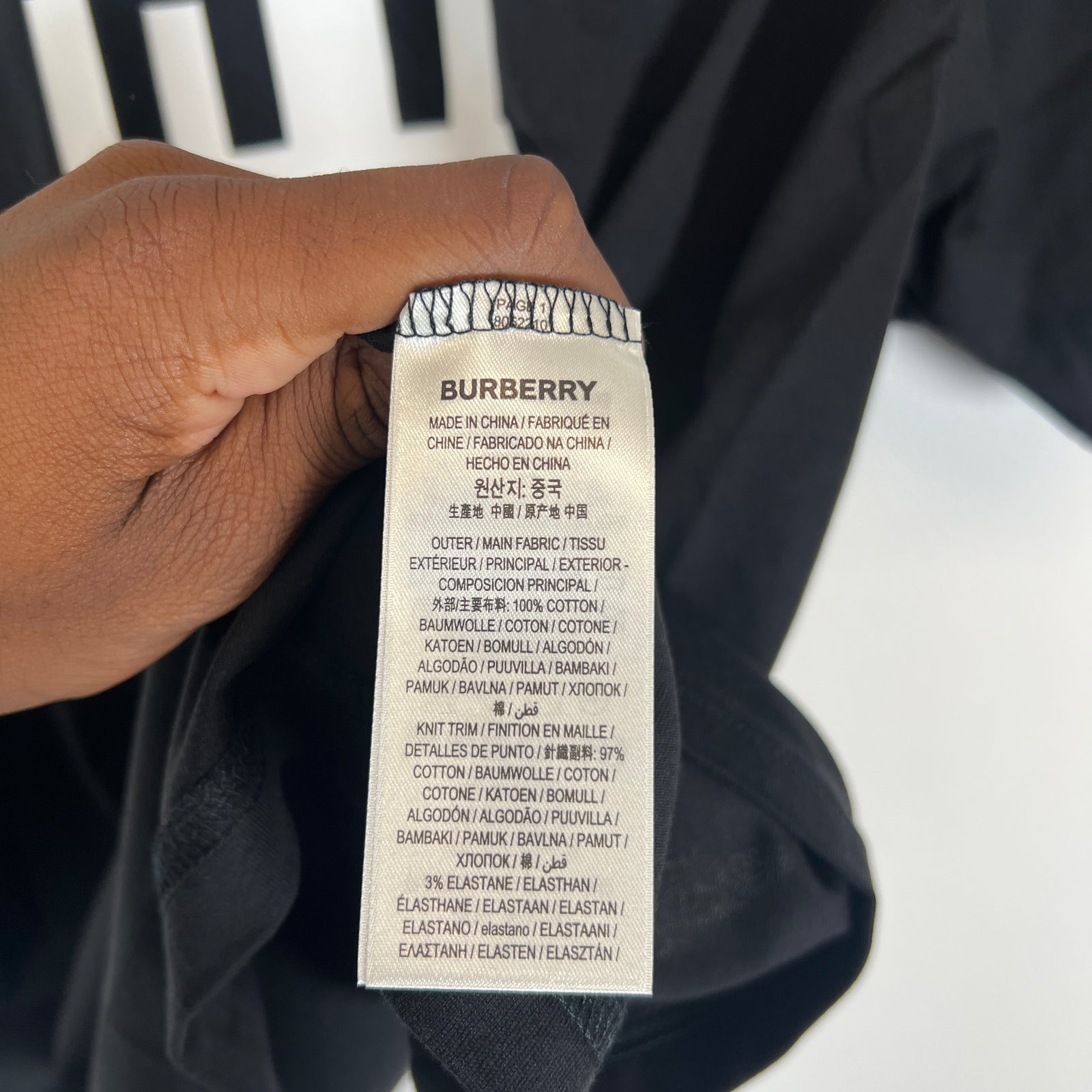 Burberry Black Vertical Logo T-Shirt Size XL