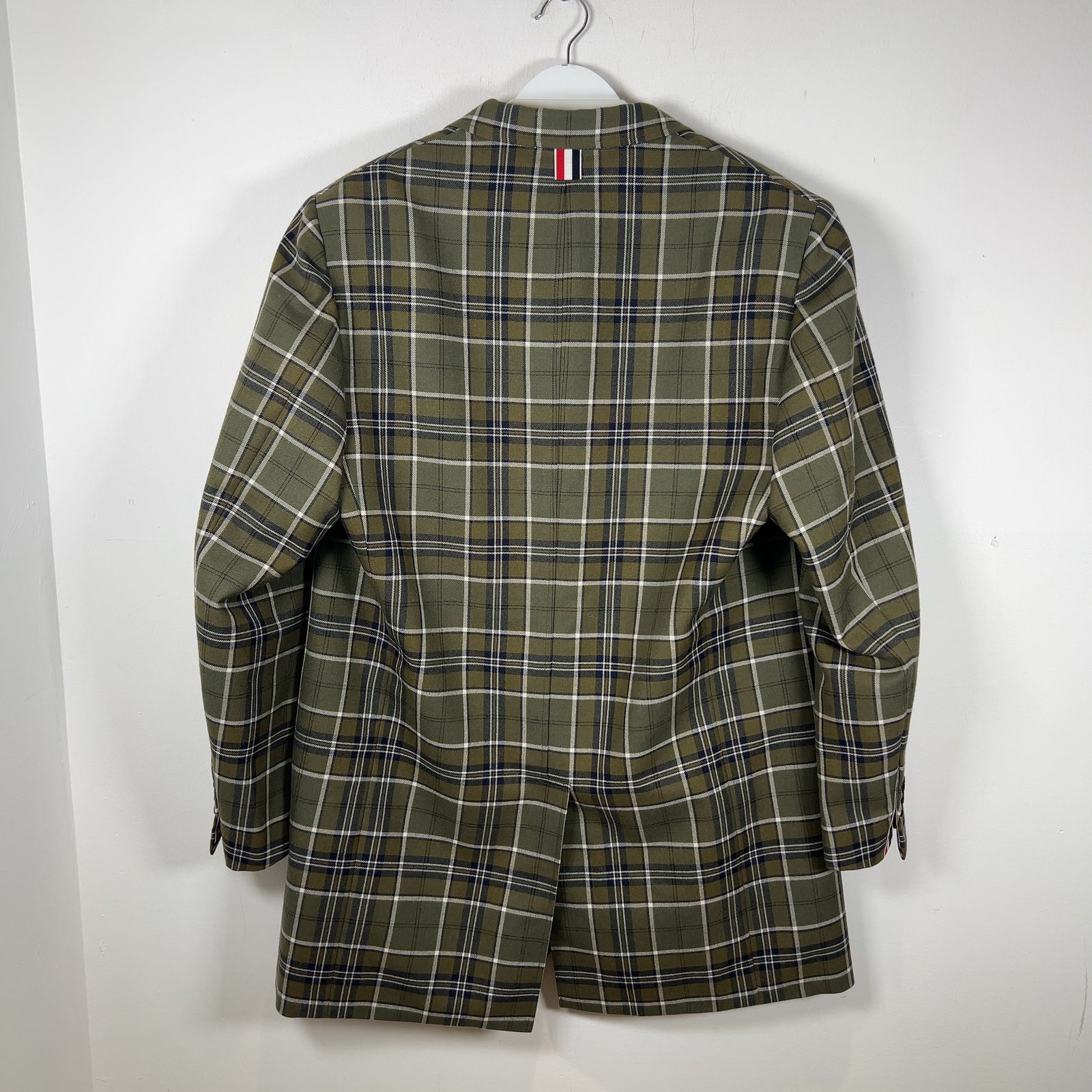 Thom Browne Multi-Pocket Plaid Peacoat