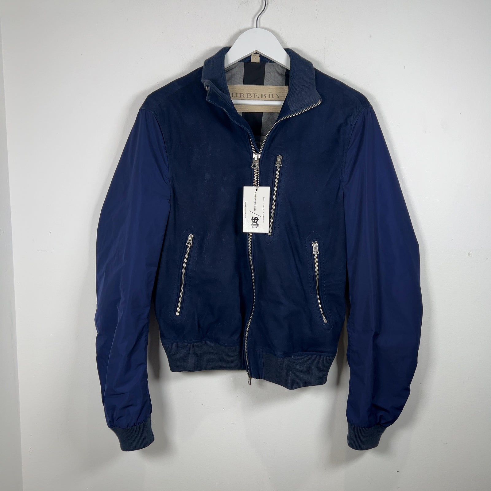 Burberry Brit Navy Nylon Sleeved Bomber