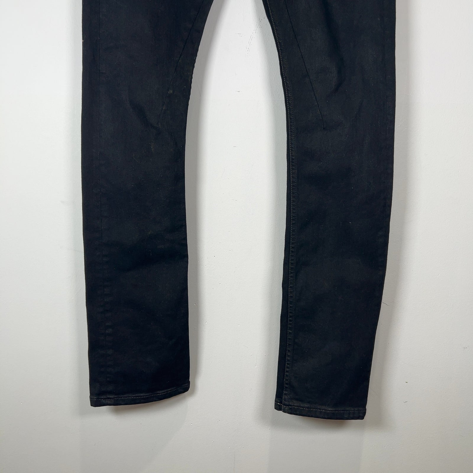 Rick Owens Black Waxed Skinny Detroit Cut Jeans Size 29