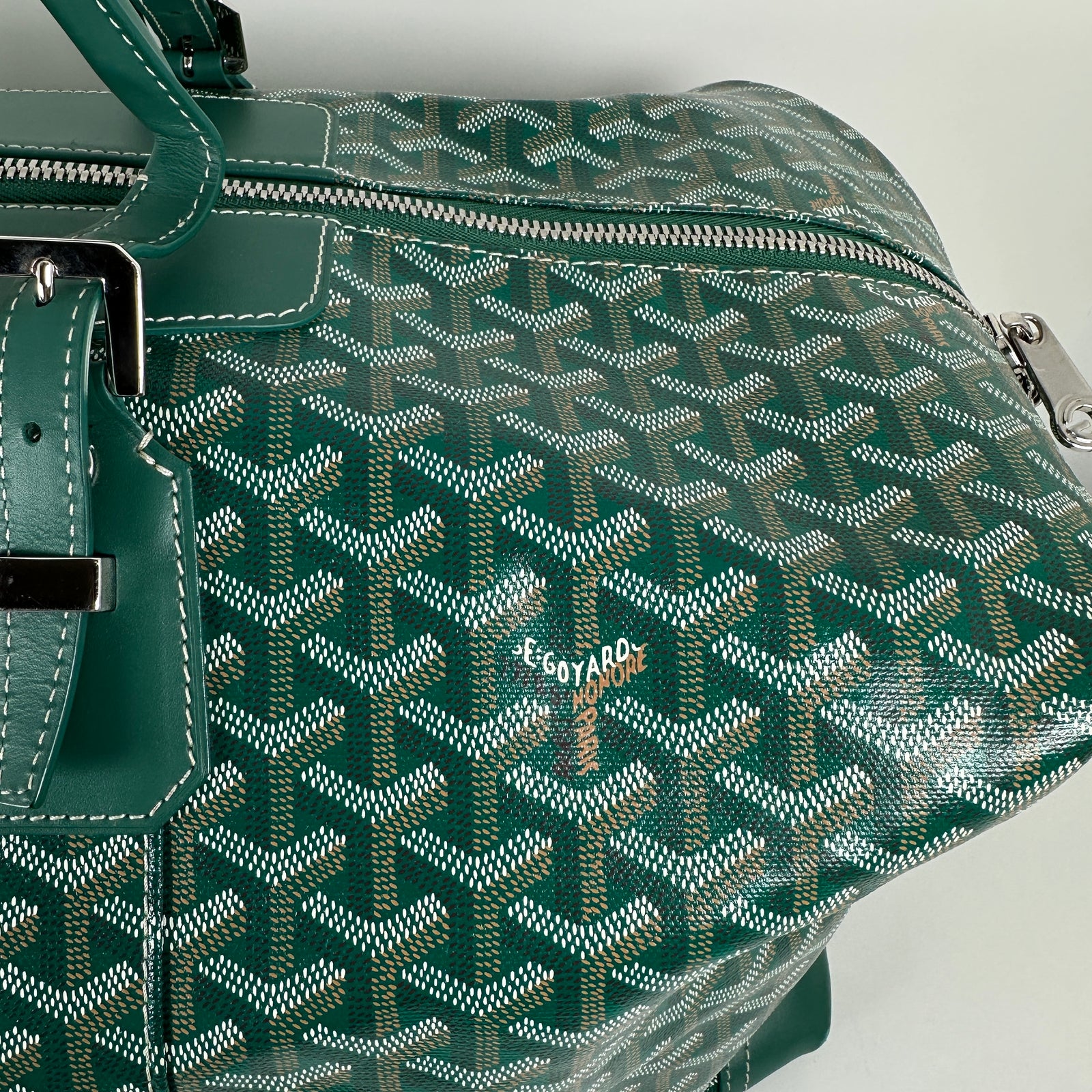 Goyard Goyardine Green Boeing 55 Travel Duffle Bag