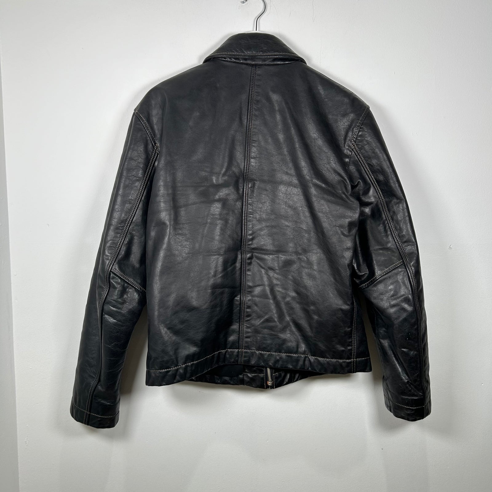 Armani 3-Pocket Black Leather Jacket Size 48