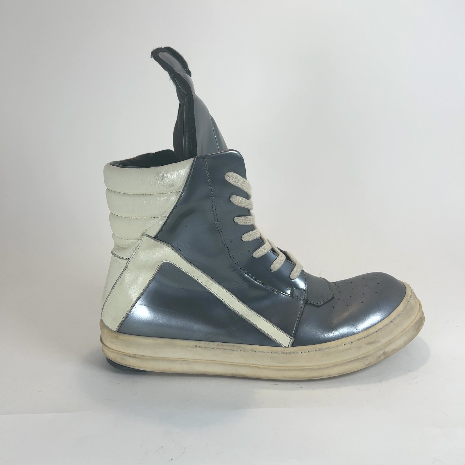 Rick Owens Metallic Geobasket Hightop Sneakers