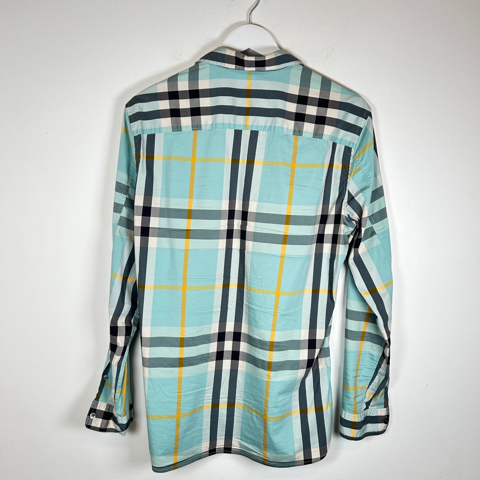 Burberry Brit Teal/Yellow Check LS Button Up Shirt