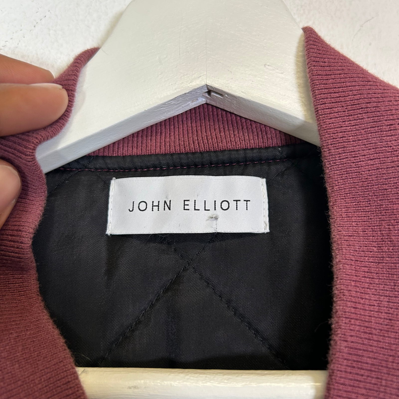 John Elliot Burgundy Nylon Bomber Jacket Size L