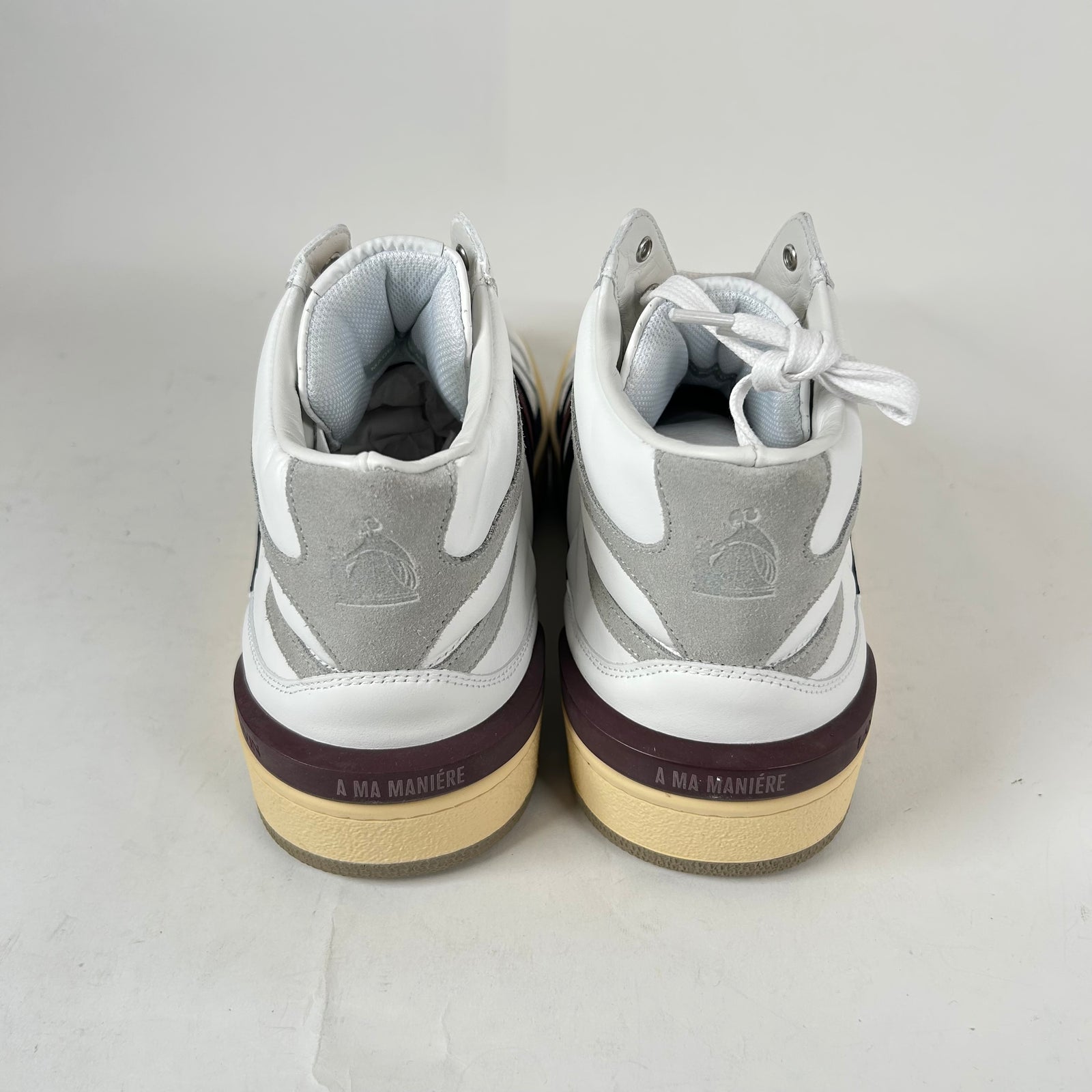Lanvin x A Ma Maniere White/Maroon Clay High-Top Sneaker Size 43