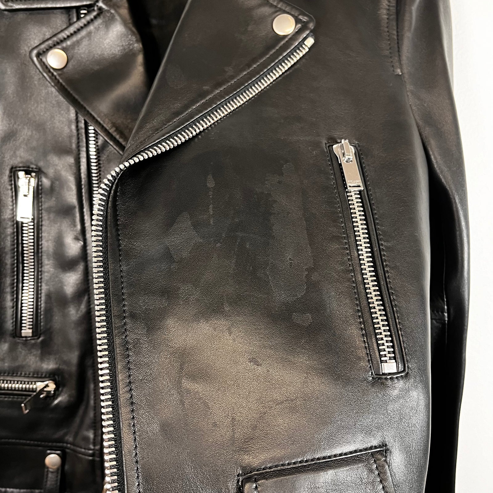 Saint Laurent Plunged Leather Jacket Size XS