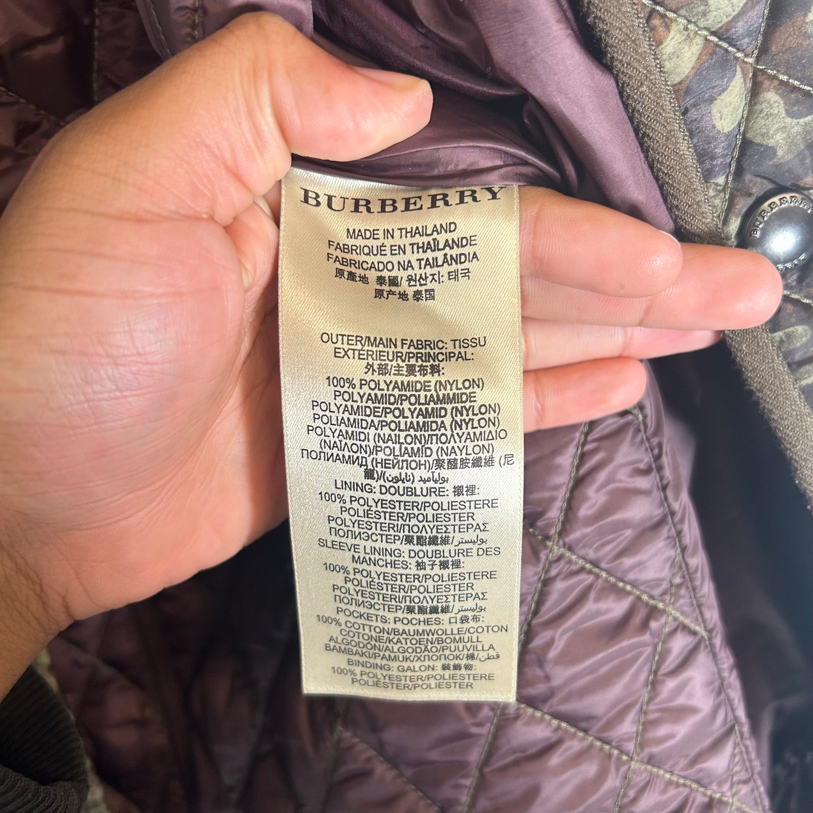 Burberry Brit Camo Quilted Jacket Size M