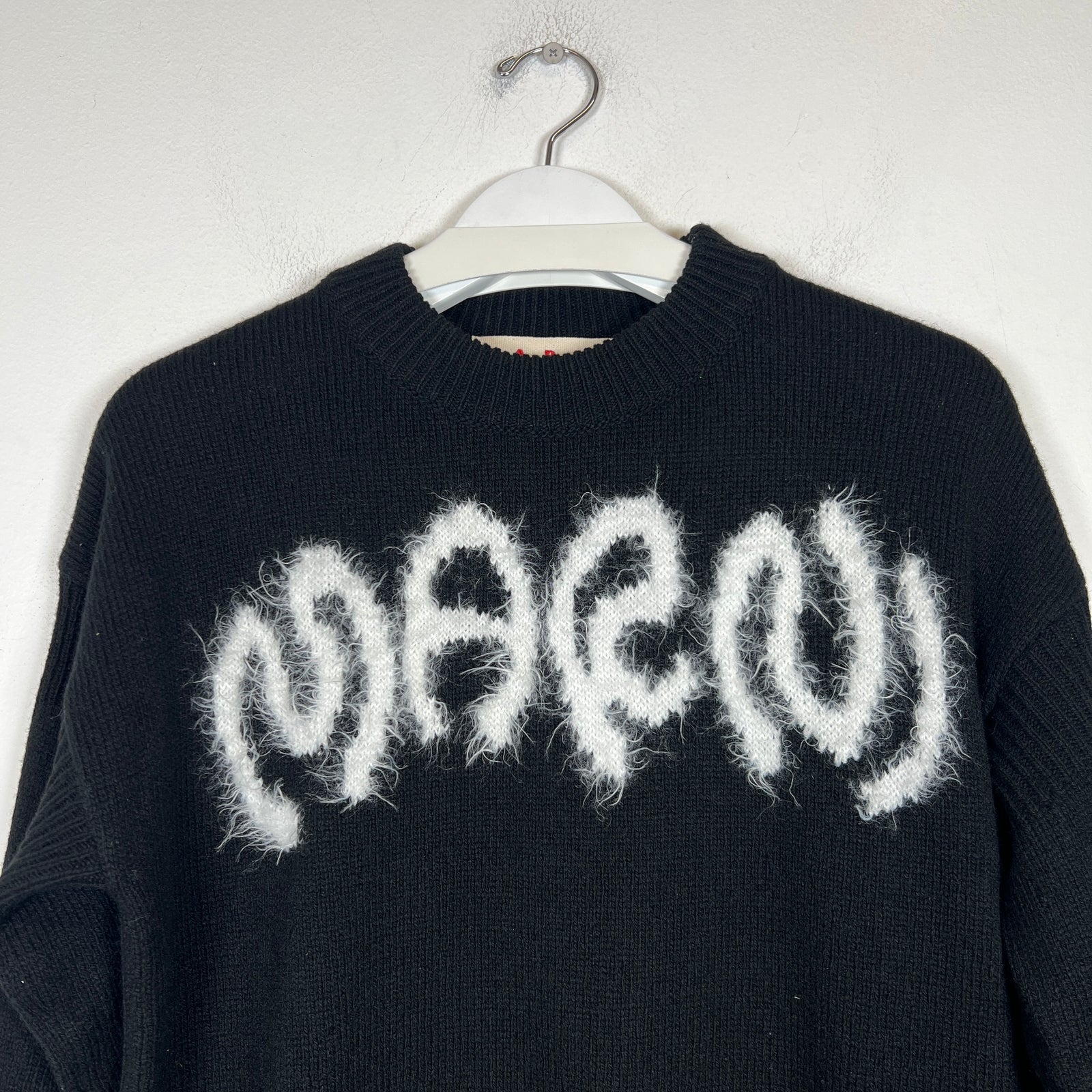 Marni Black/White Intarsia Wool Sweater Size 46