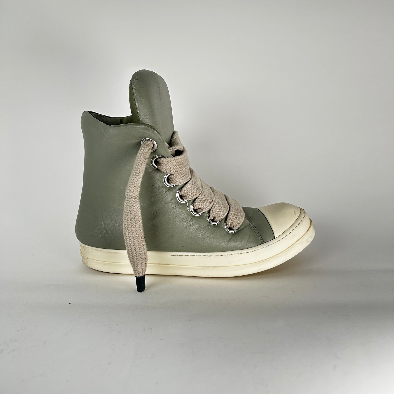 Rick Owens Light Gray Padded Jumbo-Lace Ramone Size 45