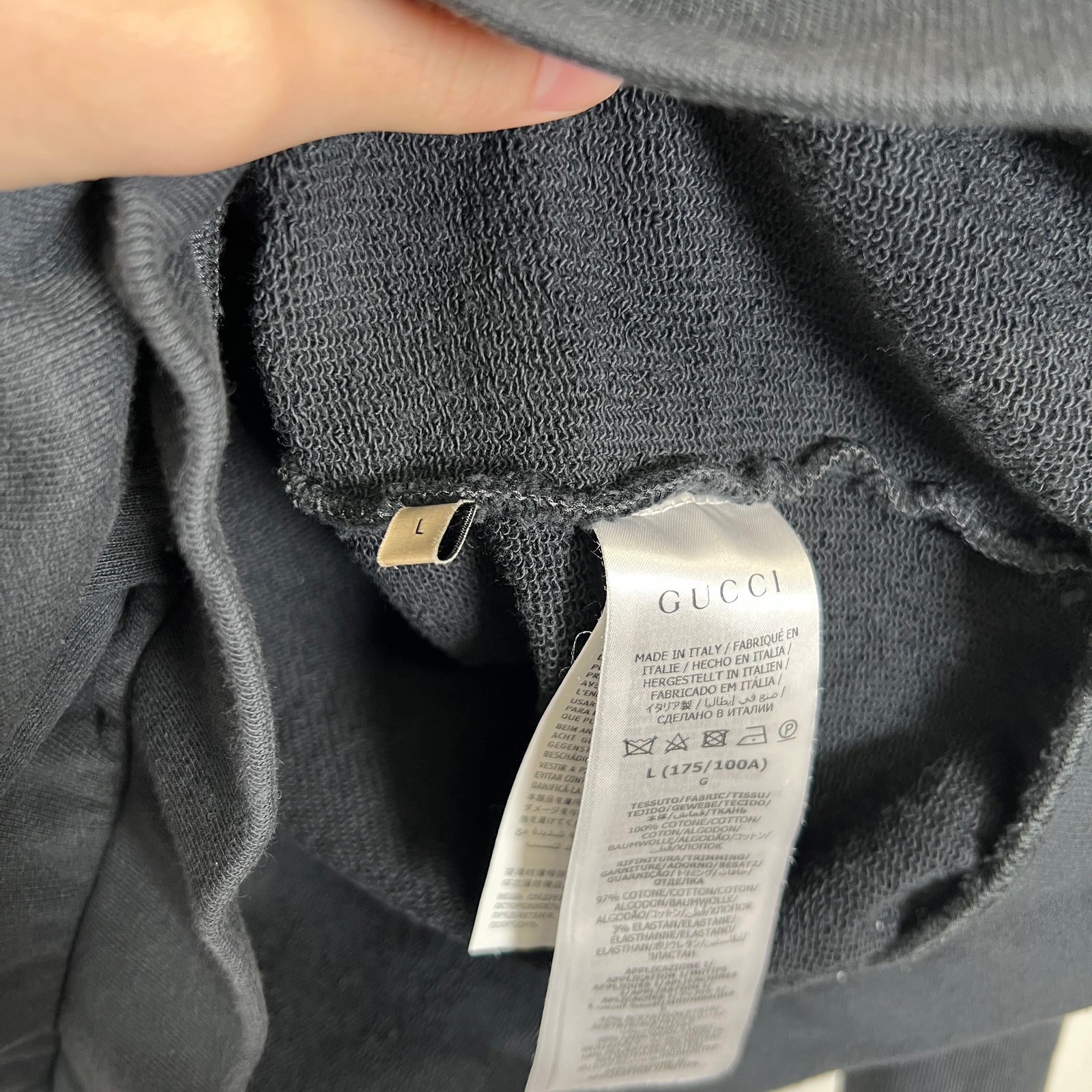 Gucci Black Loved Chainstitch Hoodie Sz L
