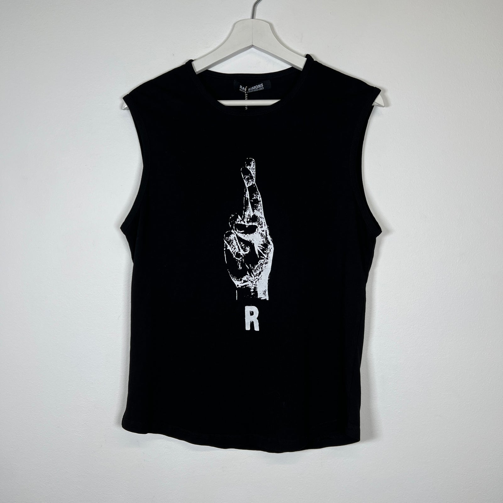Raf Simons Black Crossed Fingers Tank Top Sz XS