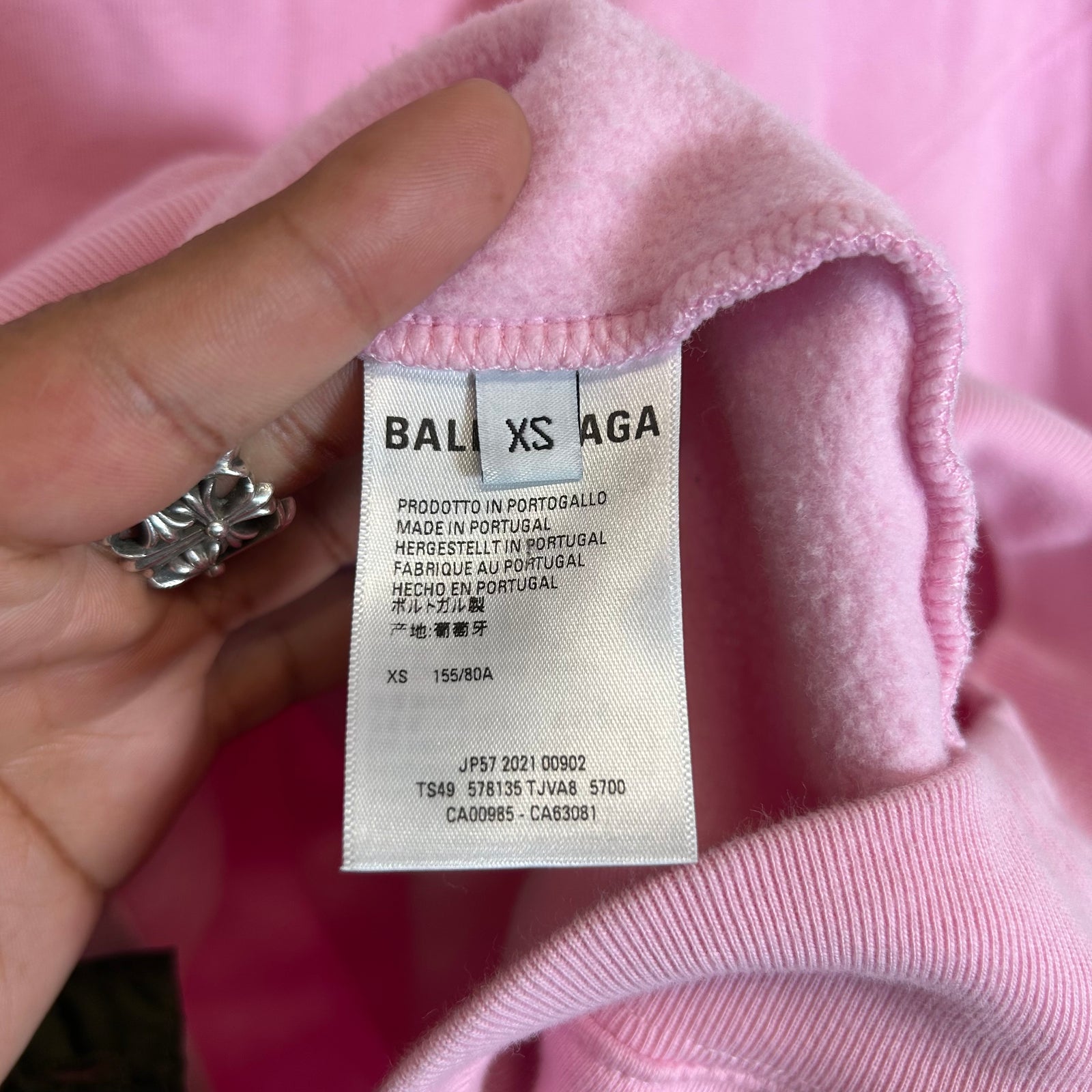 Balenciaga Pink Spell-Out Logo Oversized Hoodie Size XS