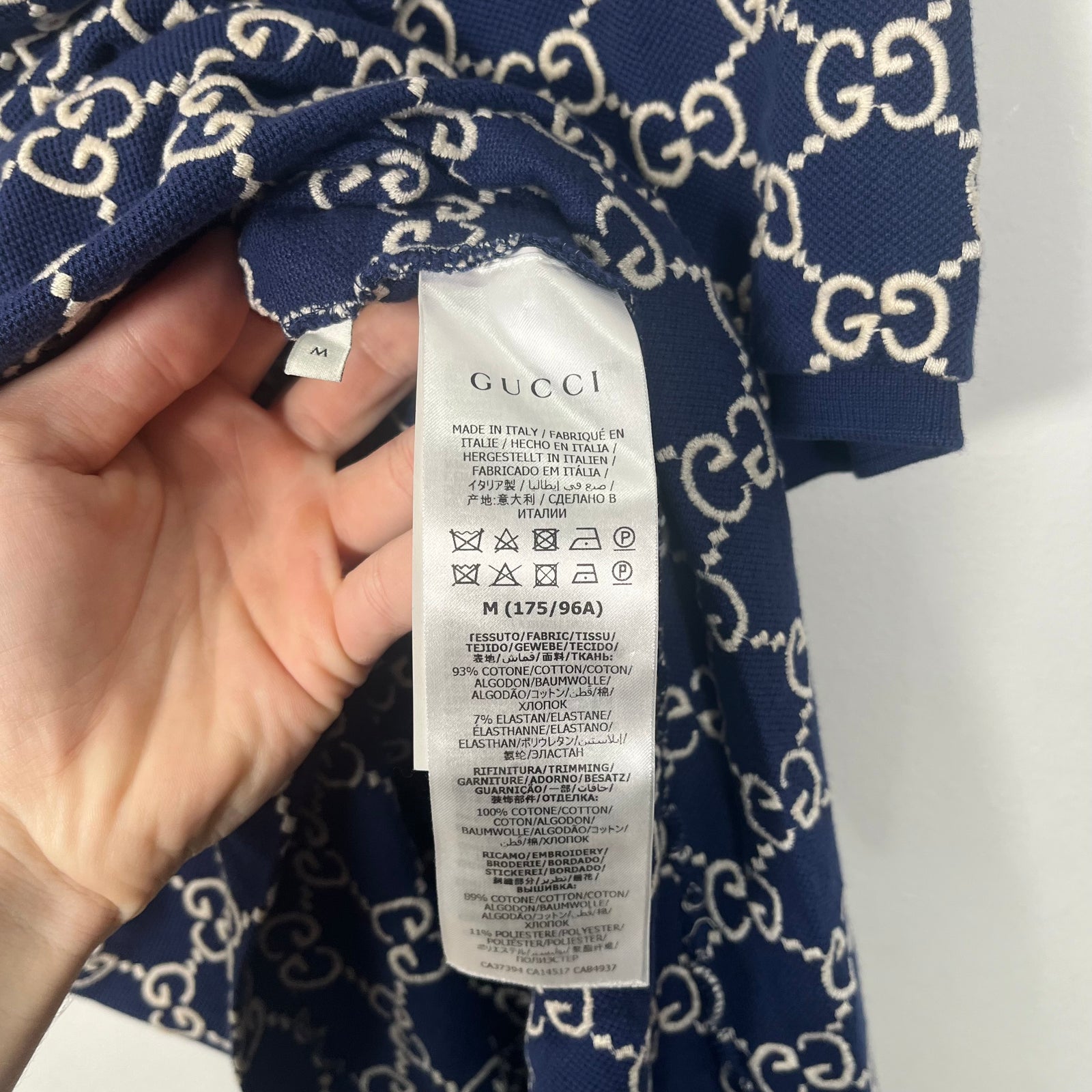 Gucci Navy GG Monogram Polo Shirt Size M