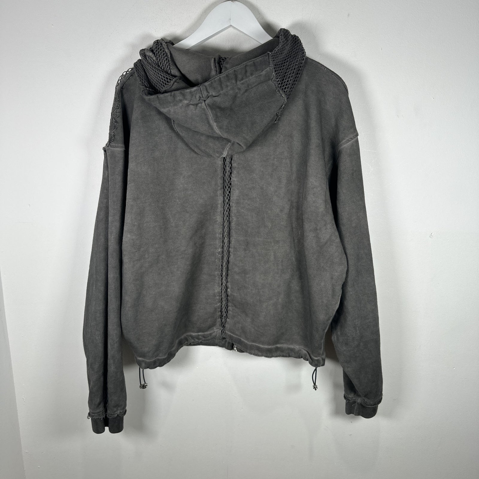 Thug Club Cropped Mesh Panel Zip Up Hoodie Size M