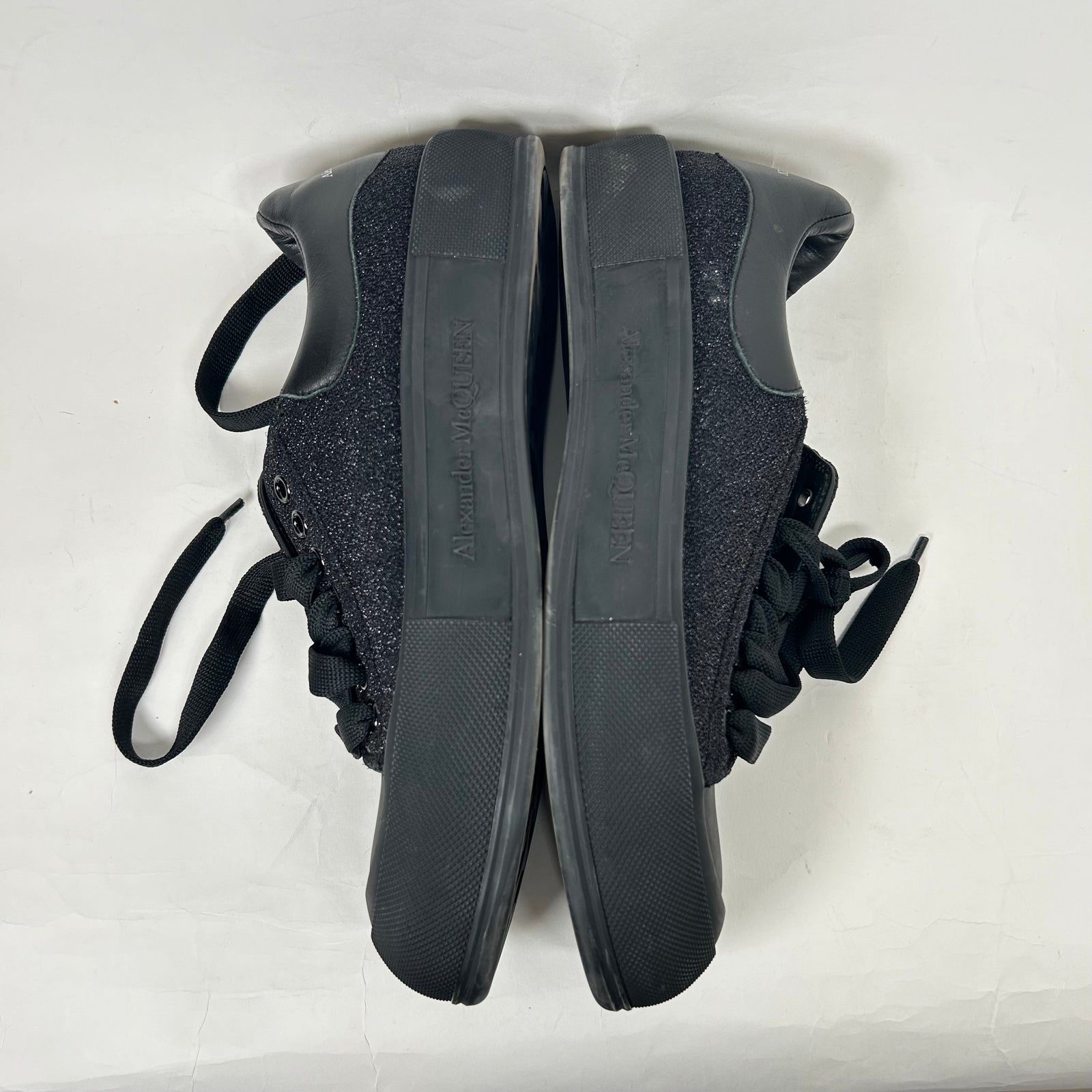 Alexander McQueen Black Glitter Low Sneaker Size 12