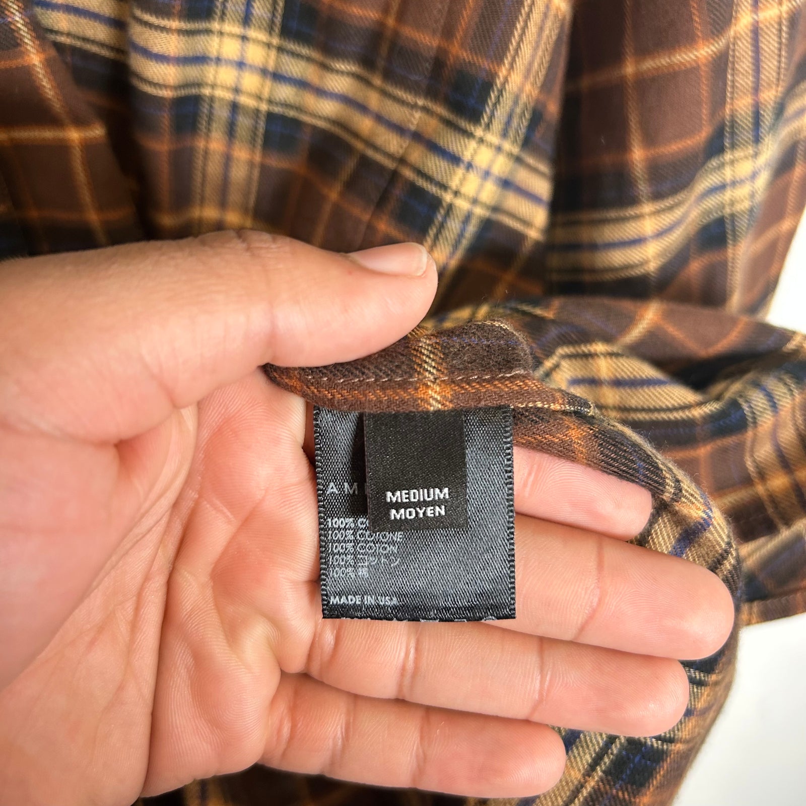Amiri Brown Plaid Check Flannel Shirt Size M