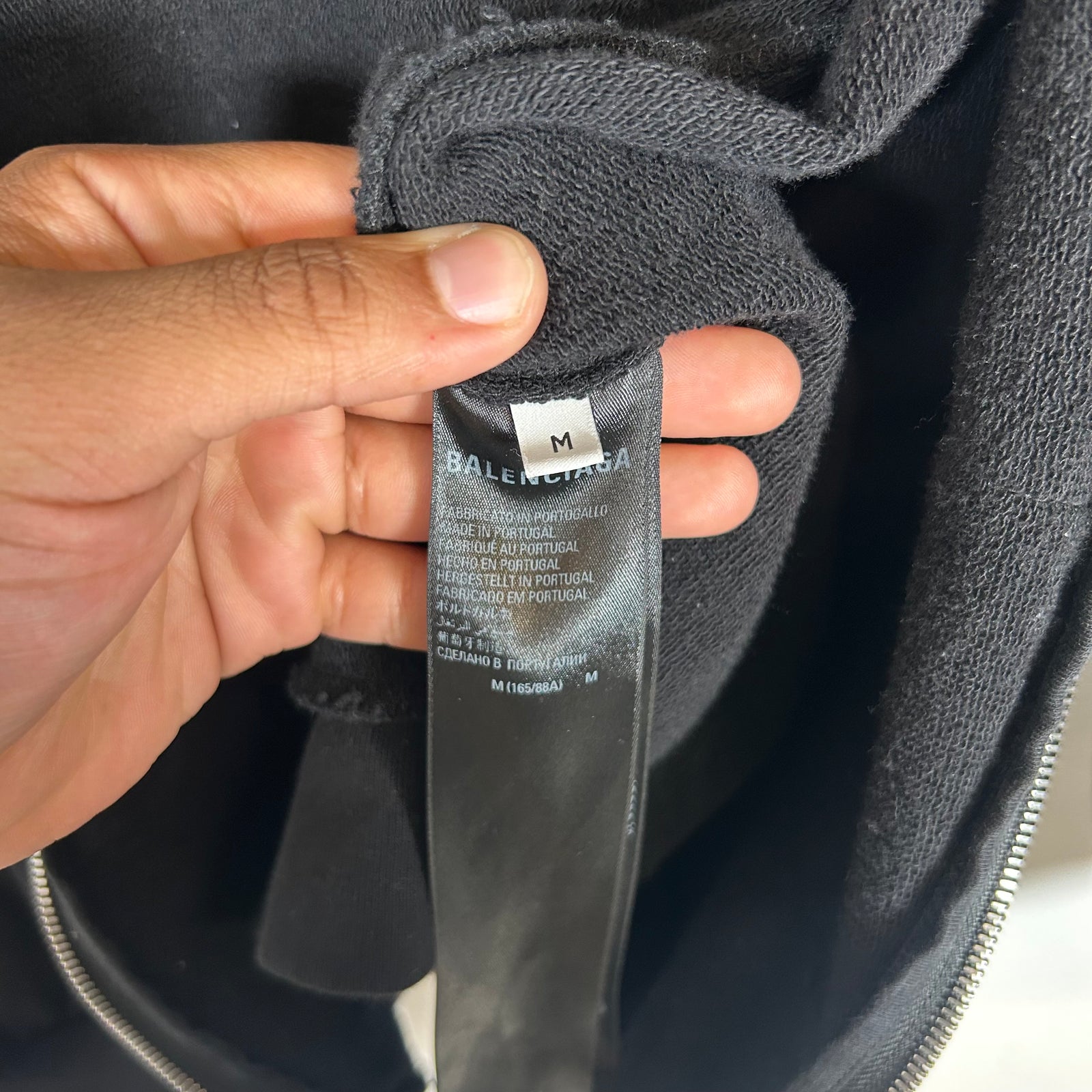 Balenciaga Black Sticker Zip-Up Hoodie Size M