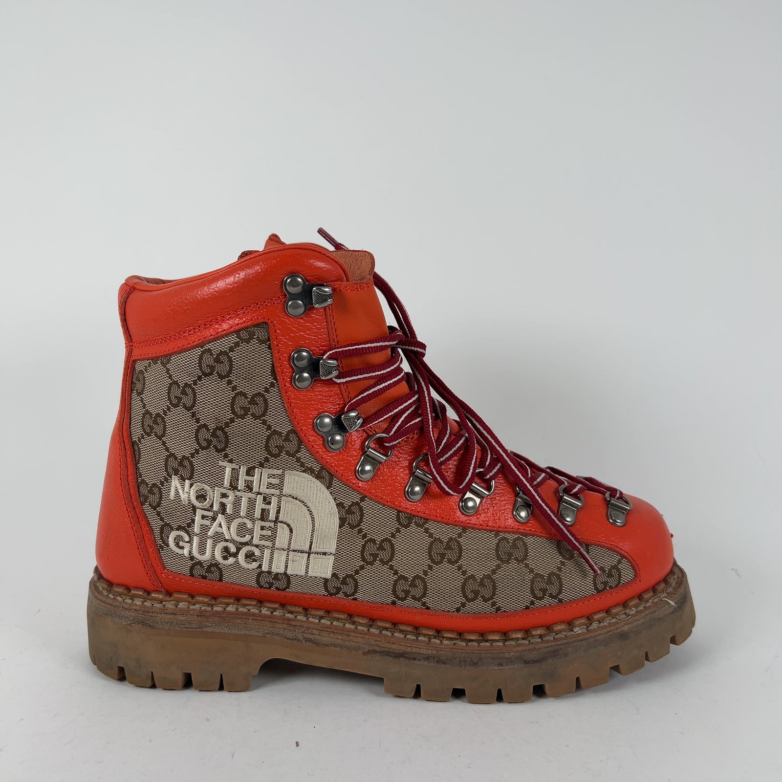 Gucci x The North Face GG Canvas Lace Up Hiking Boots