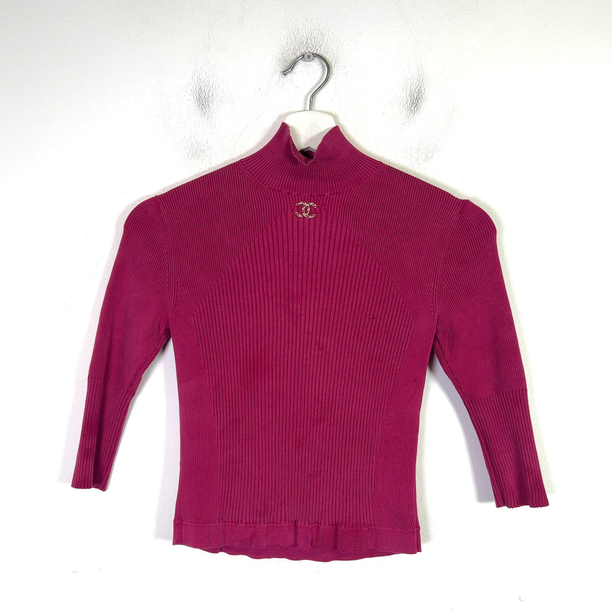 Chanel 2020 Silk Ribbed Turtleneck Top