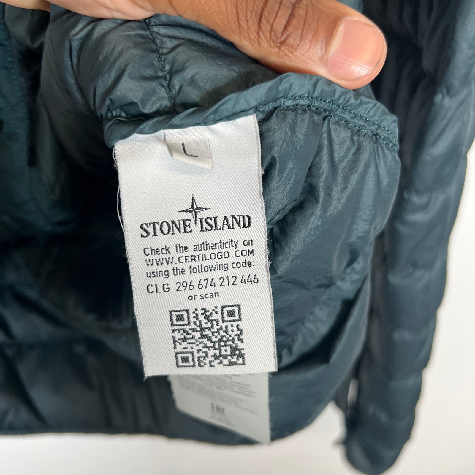 Stone Island Blue Micro Yarn Down Jacket Size L