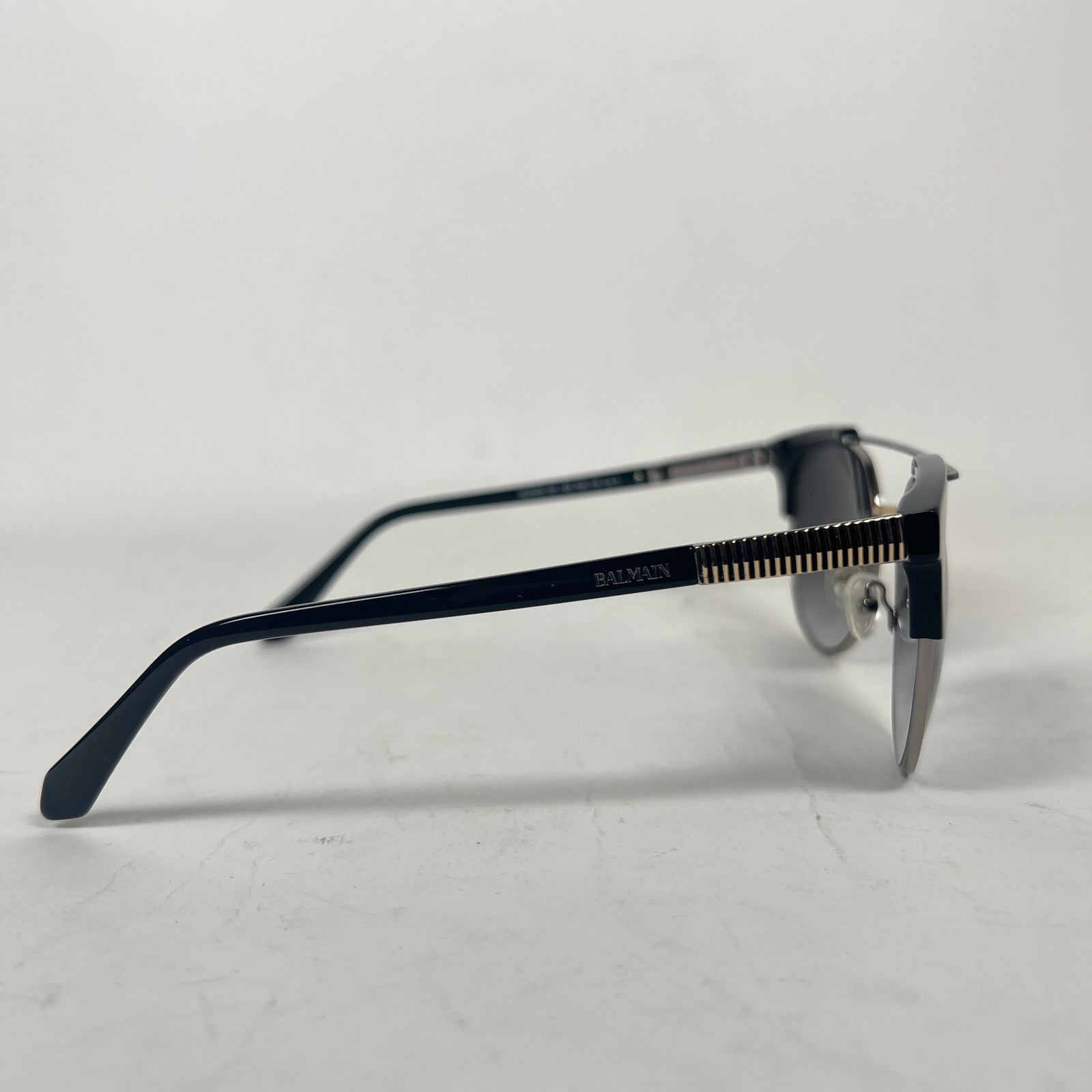 Balmain BL2533 Round Black Brow Bar Sunglasses