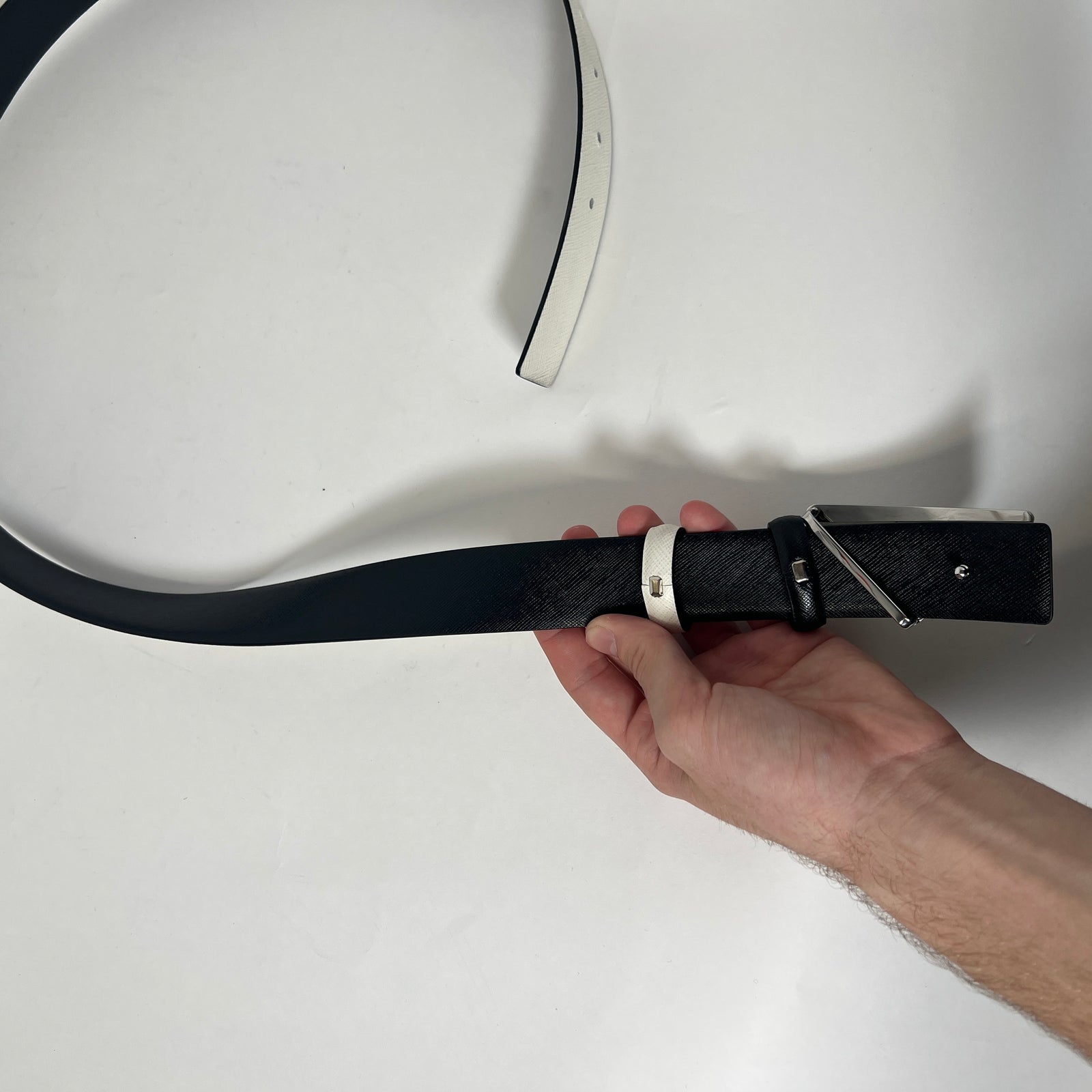 Prada White Saffiano Belt
