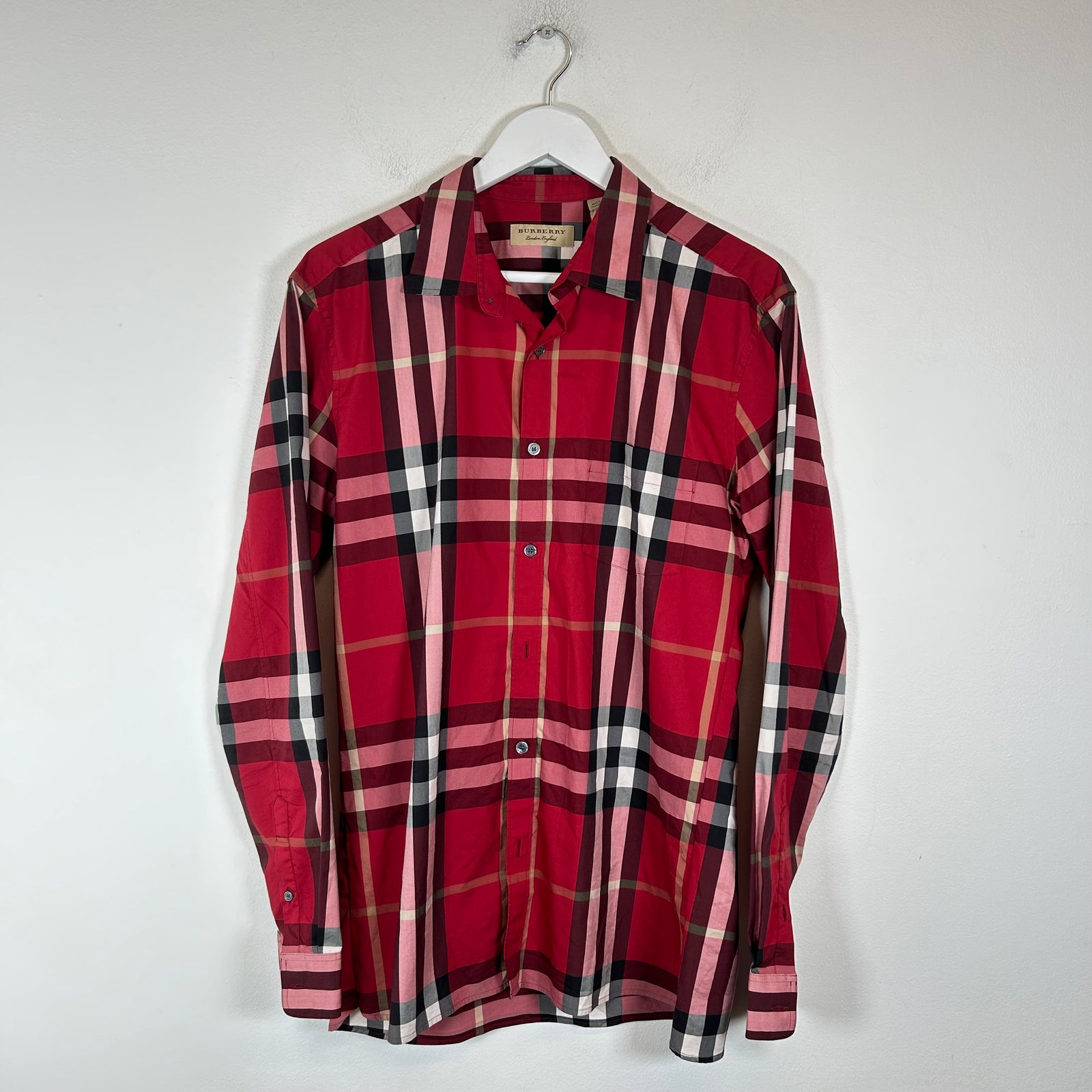 Burberry Red Check Button-Up Shirt Size XL