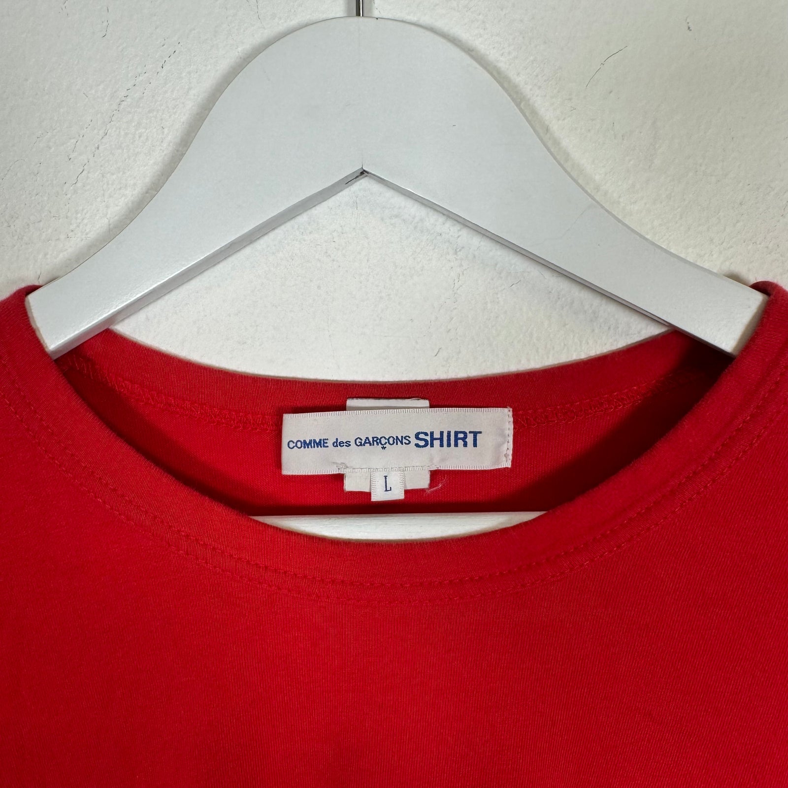 CDG Shirt Red Logo Tee Size