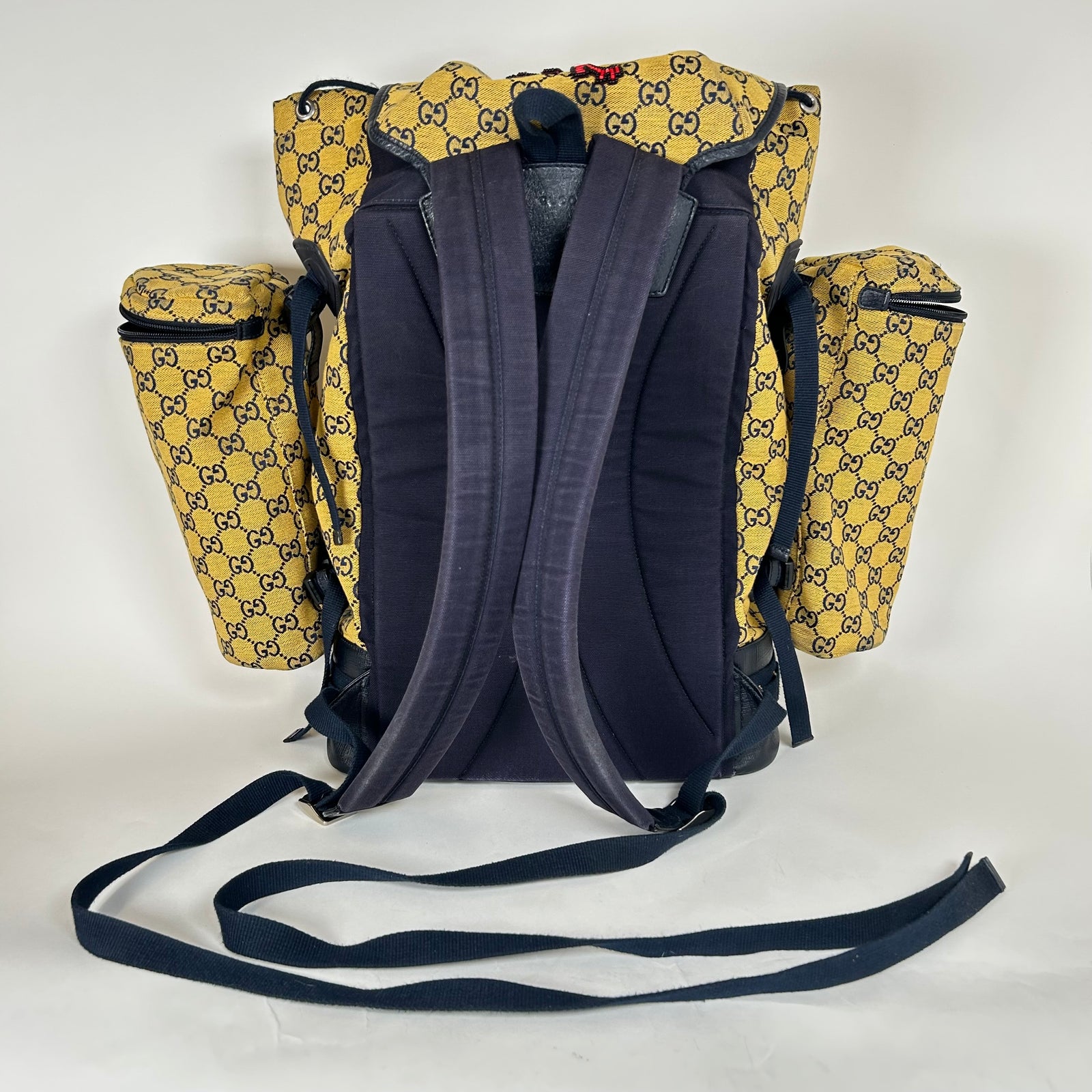 Gucci Yellow Fabric Maxi Monogram Utility GG Backpack