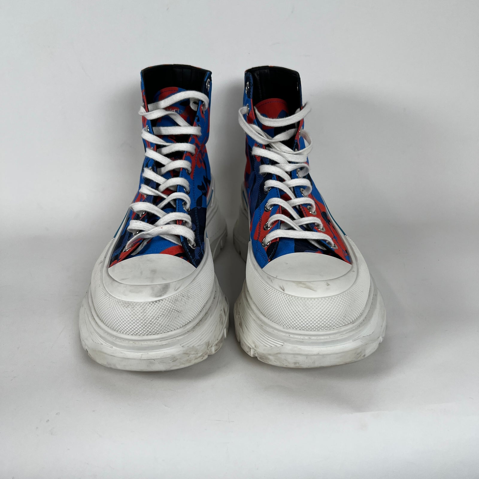 Alexander McQueen Blue & Red High Top Sneaker Size 45
