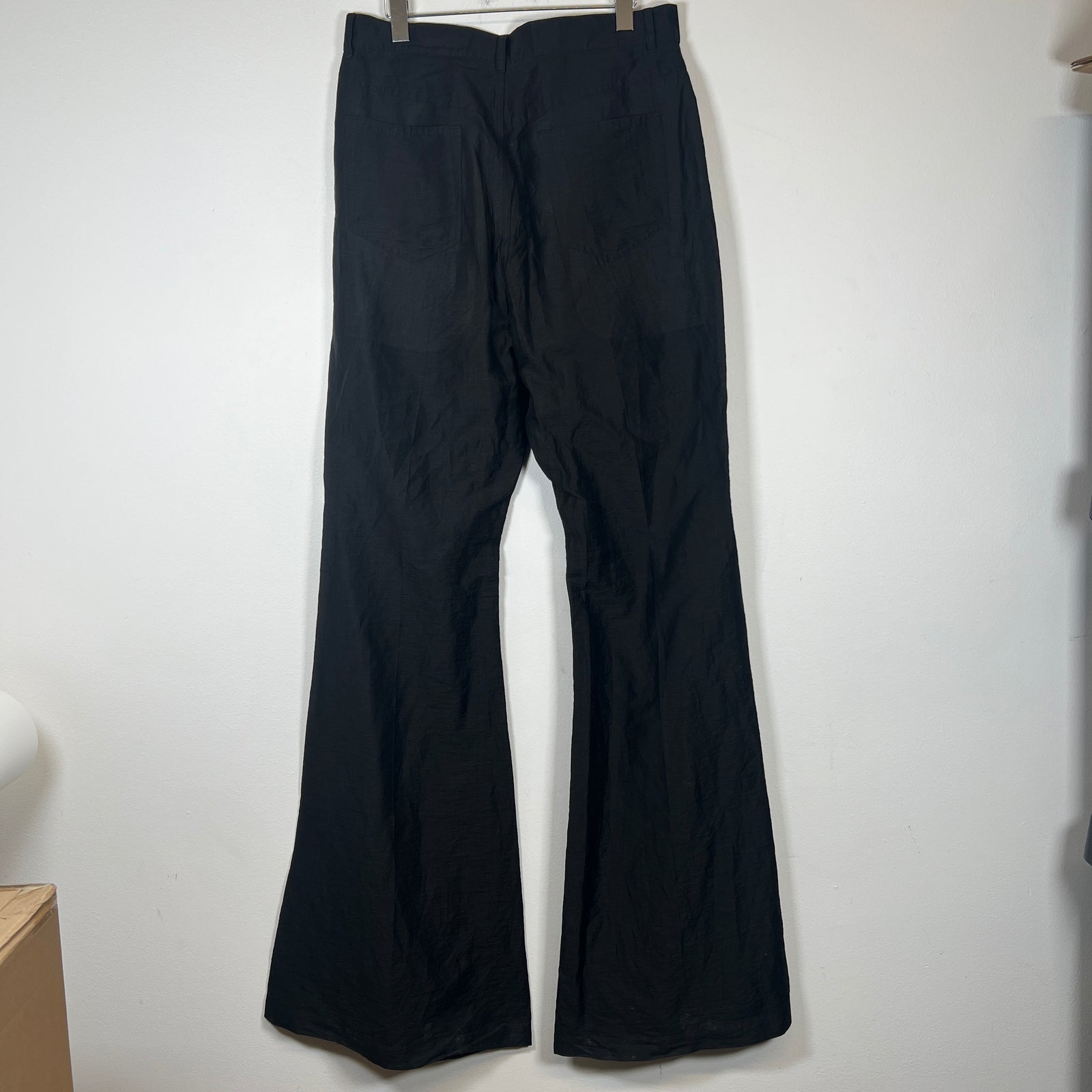 Rick Owens Black Linen Bolan Cut Pants Size 32